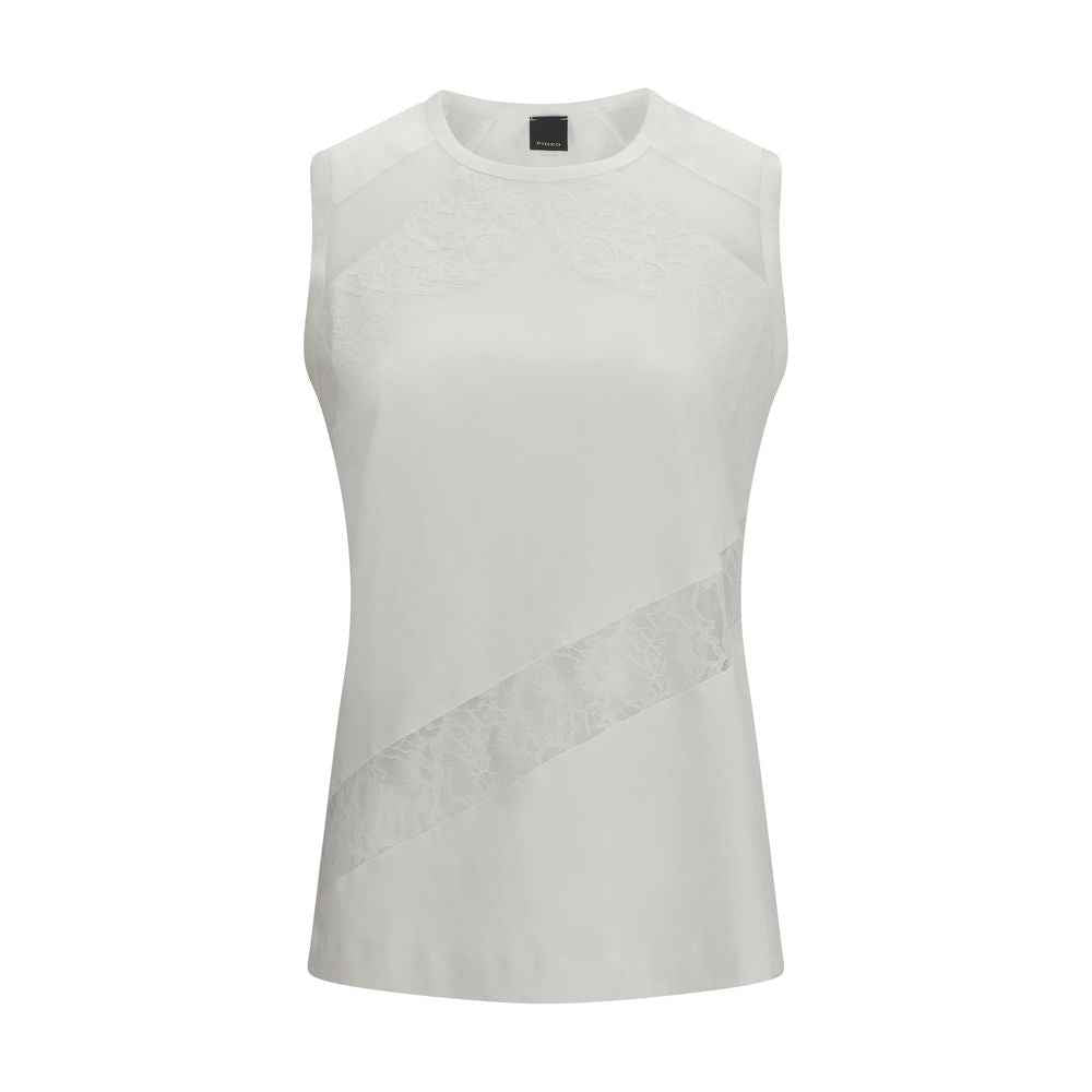 PINKO White Cotton Sleeveles T-Shirt