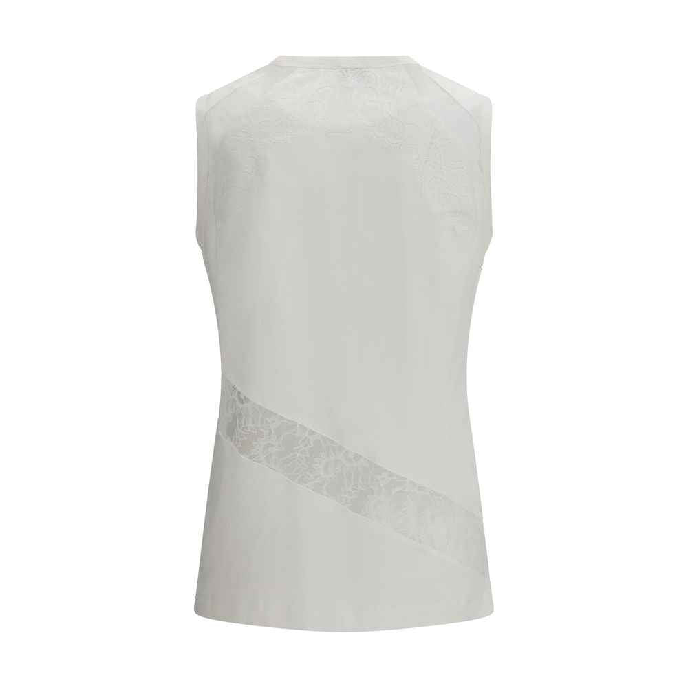 PINKO White Cotton Sleeveles T-Shirt