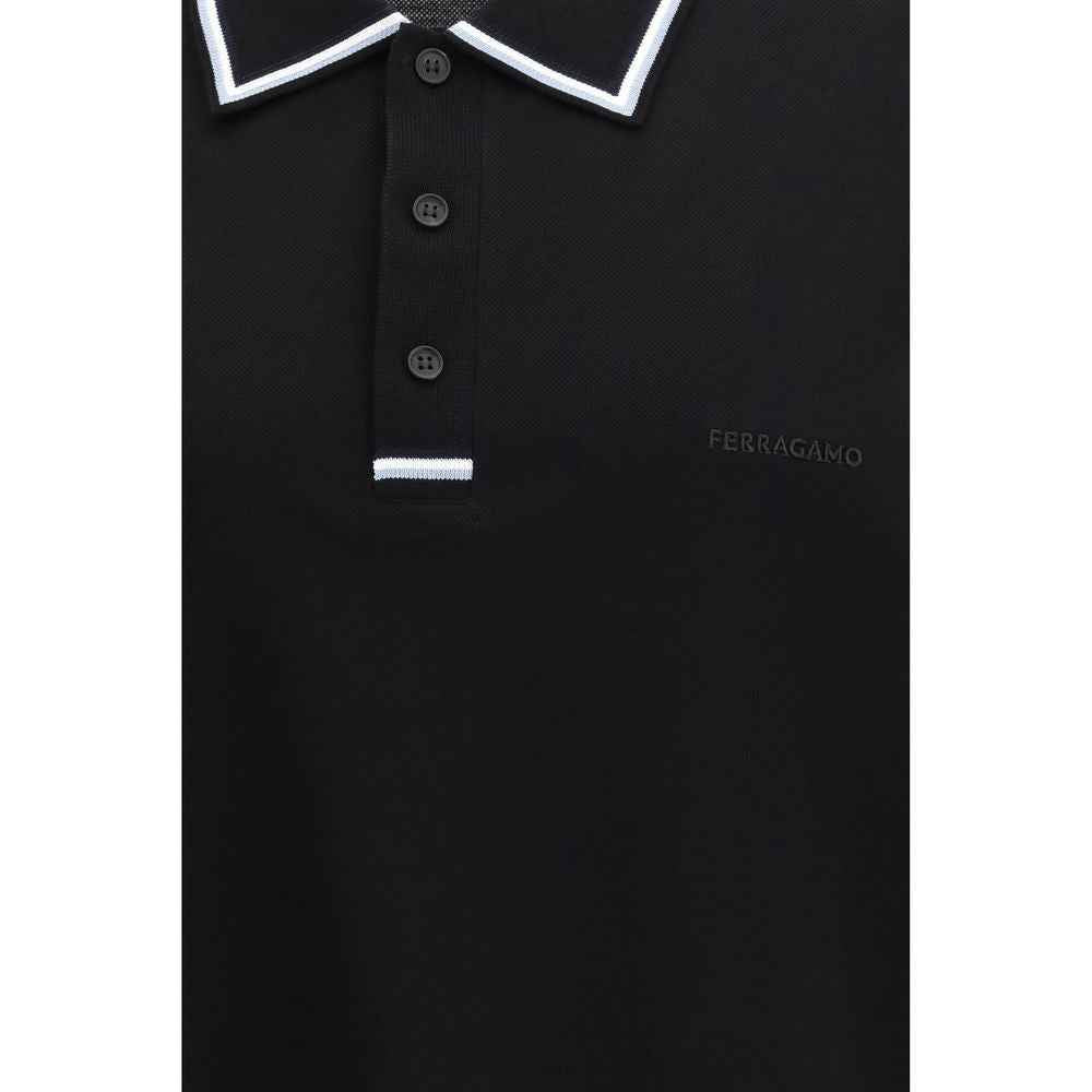 Ferragamo Black Cotton Polo Shirt