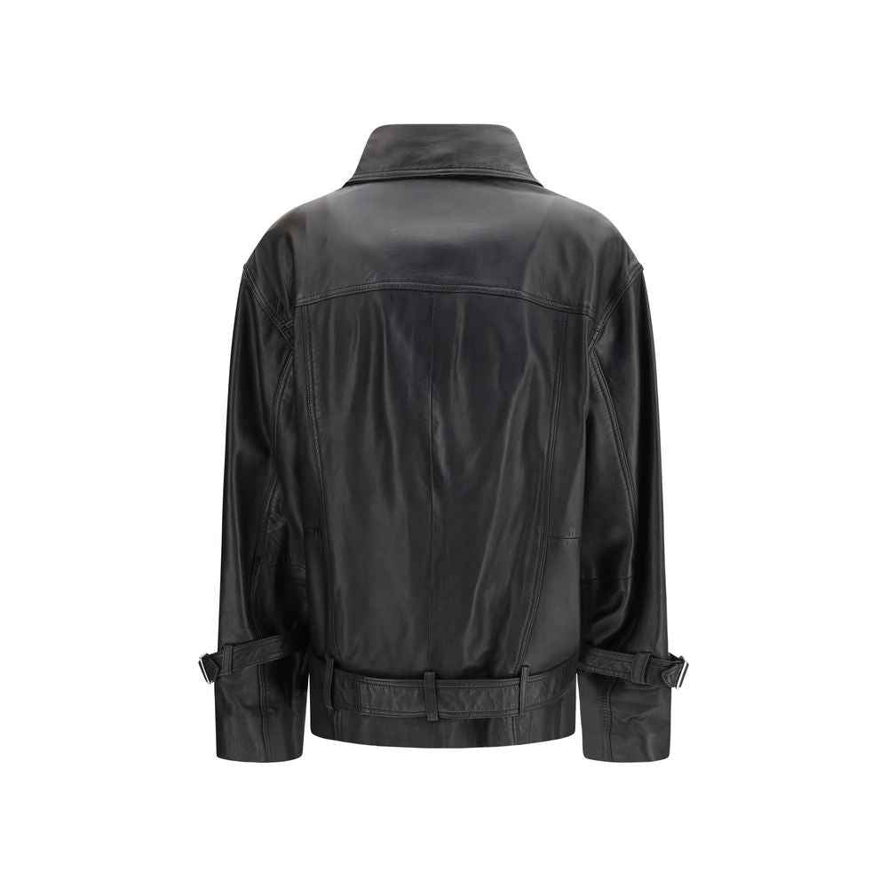 PINKO Black Lambskin Leather Jacket