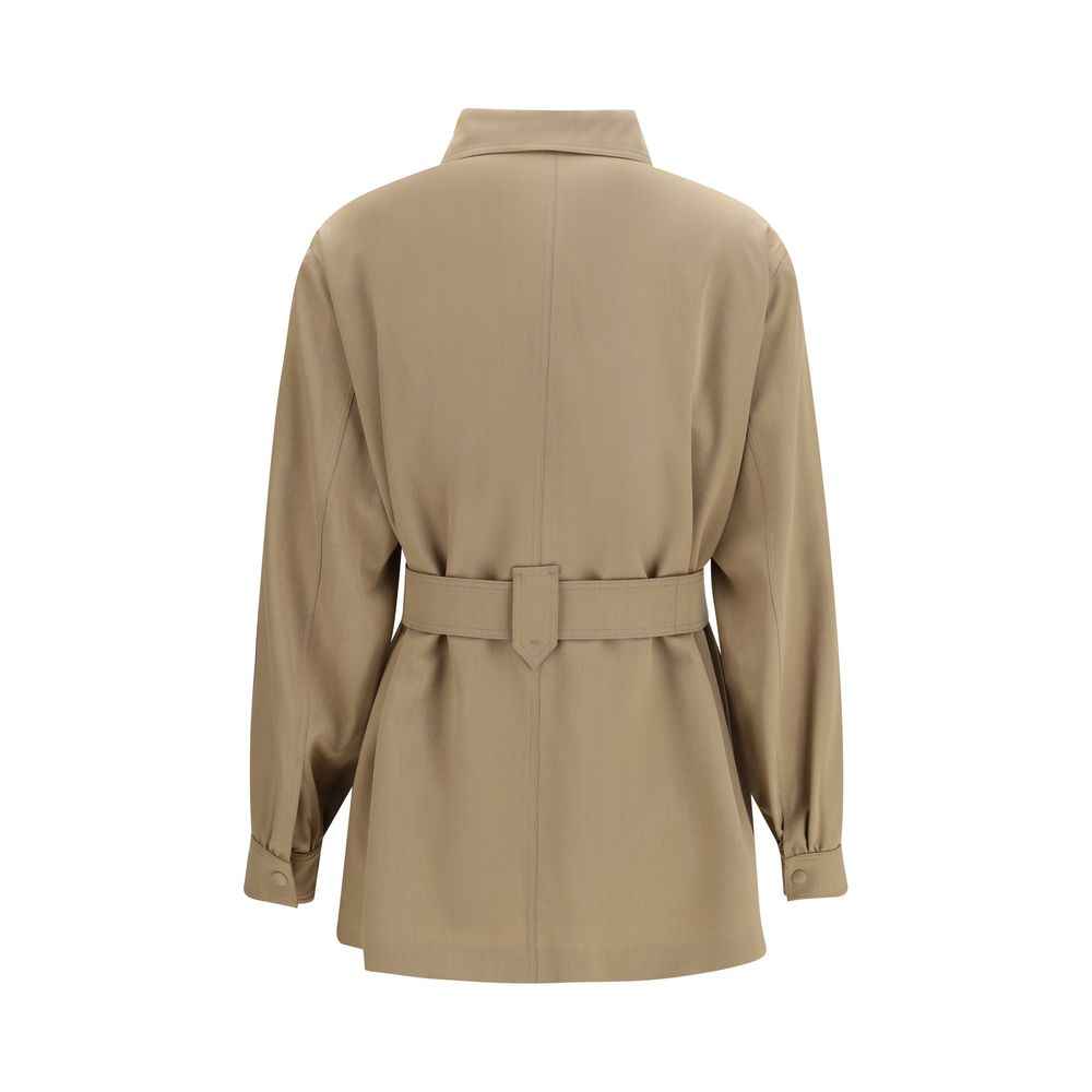 Max Mara Brown Wool Oves Aries Sleeveless Jacket