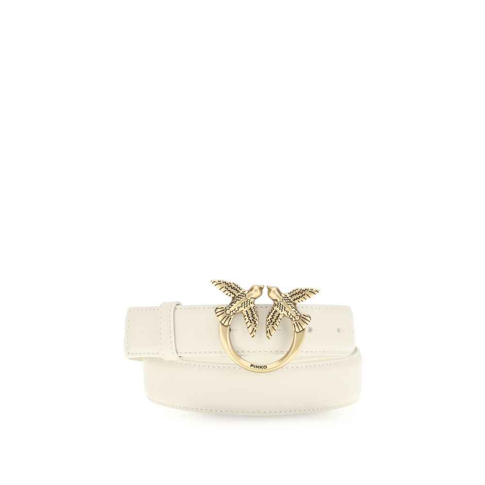 PINKO White Calf Leather Bos Taurus Regular Belt