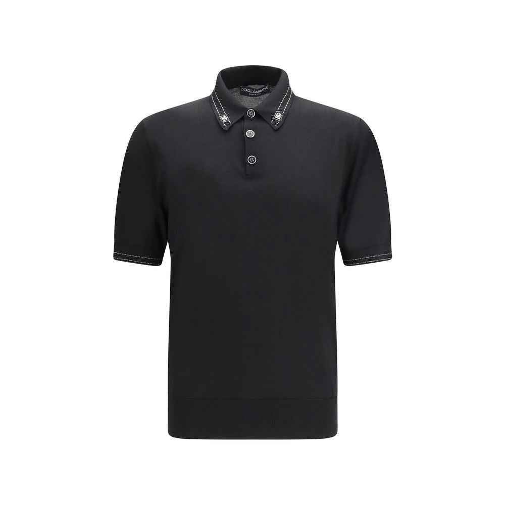 Dolce & Gabbana Black Silk Polo Shirt