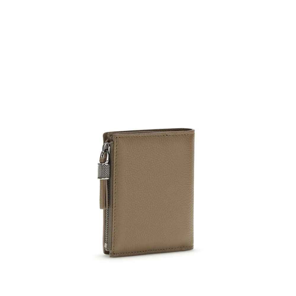 Brunello Cucinelli Brown Calf Leather Bos Taurus Wallet