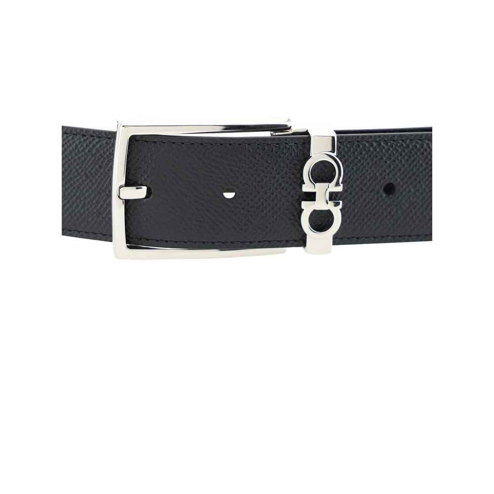Ferragamo Black Calf Leather Bos Taurus Belt
