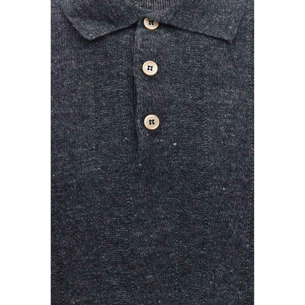 Brunello Cucinelli Gray Cotton Polo Shirt