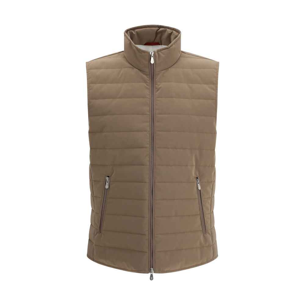 Brunello Cucinelli Beige Polyester Sleeveless Jacket
