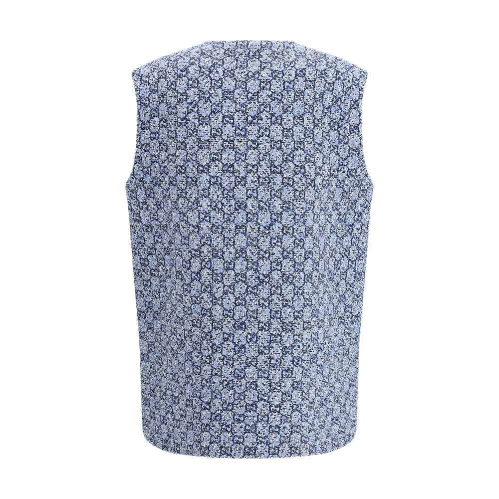 Gucci Blue Cotton Sleeveless Jacket
