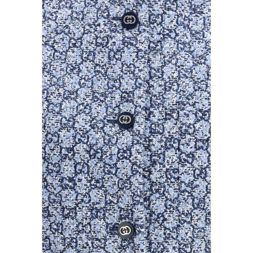Gucci Blue Cotton Sleeveless Jacket