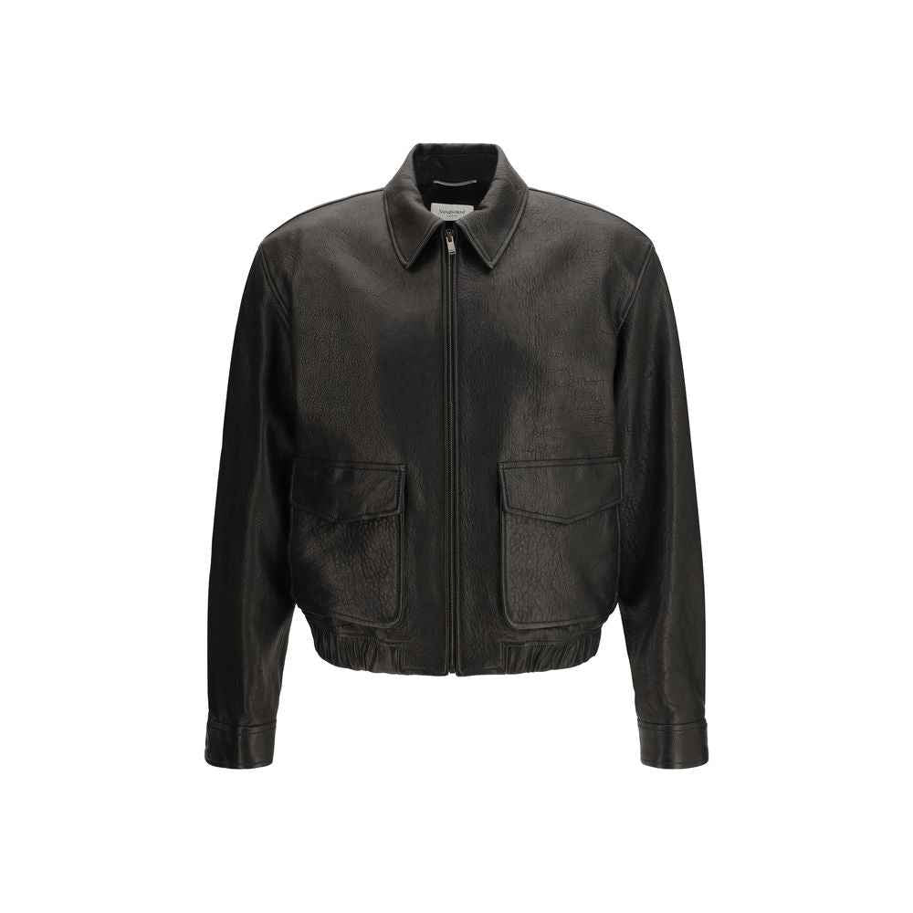 Saint Laurent Black Lamb Ovis Aries Aries Leather Jacket