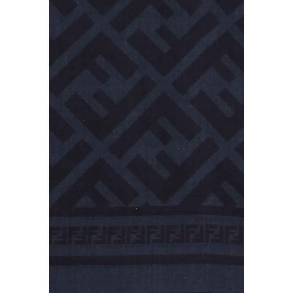 Fendi Blue Wool Oves Aries Scarf