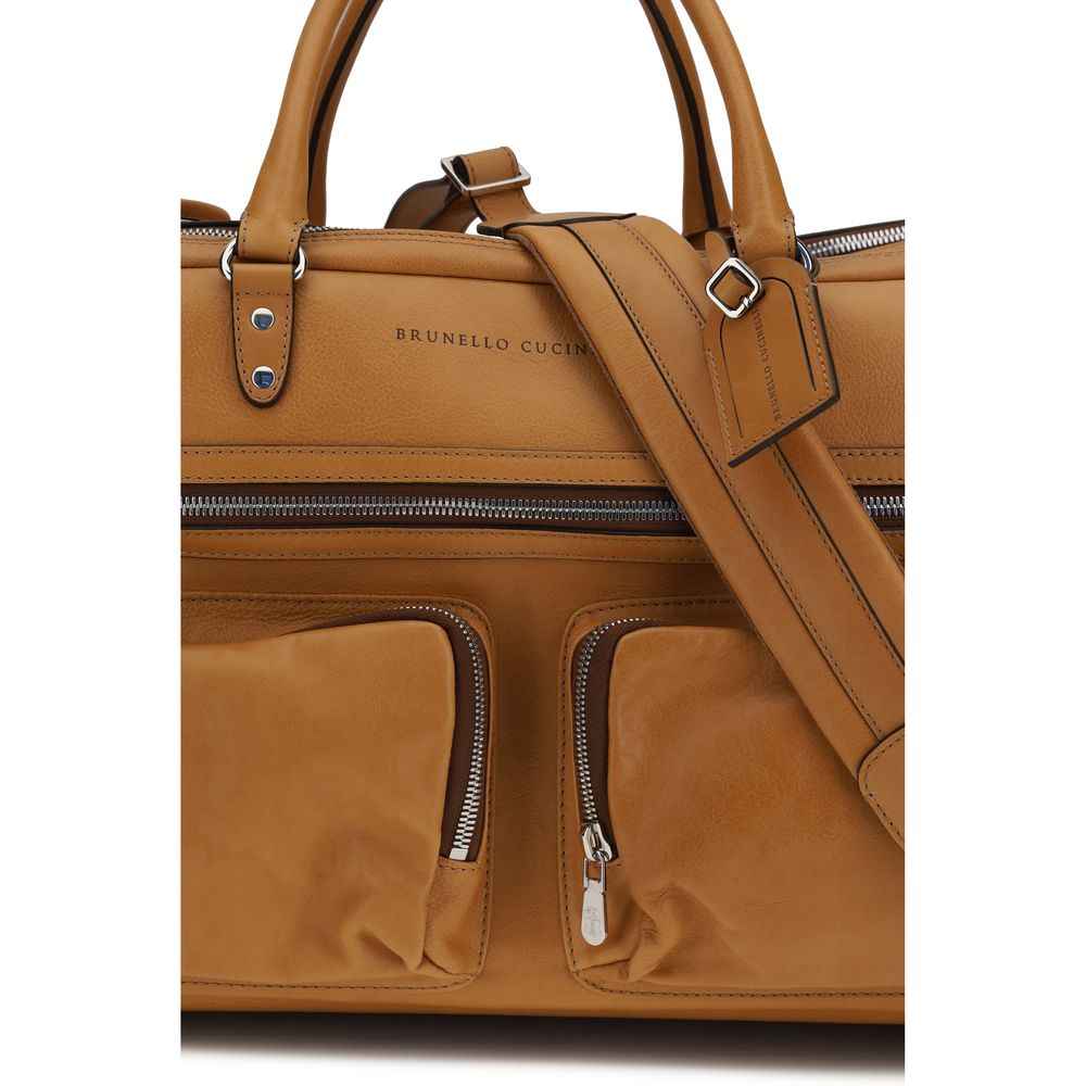 Brunello Cucinelli Brown Calf Leather Bos Taurus Luggage And Travel