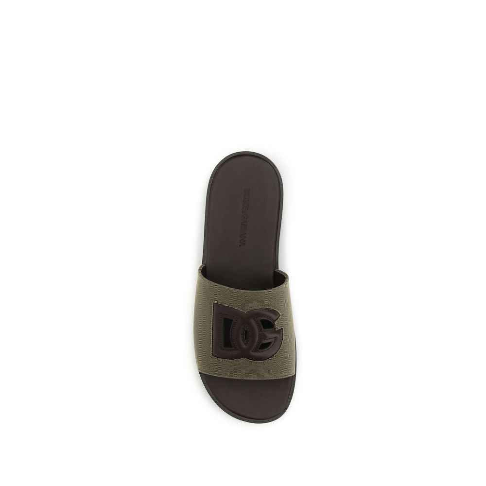 Dolce & Gabbana Bicolor Cotton Flat Sandals
