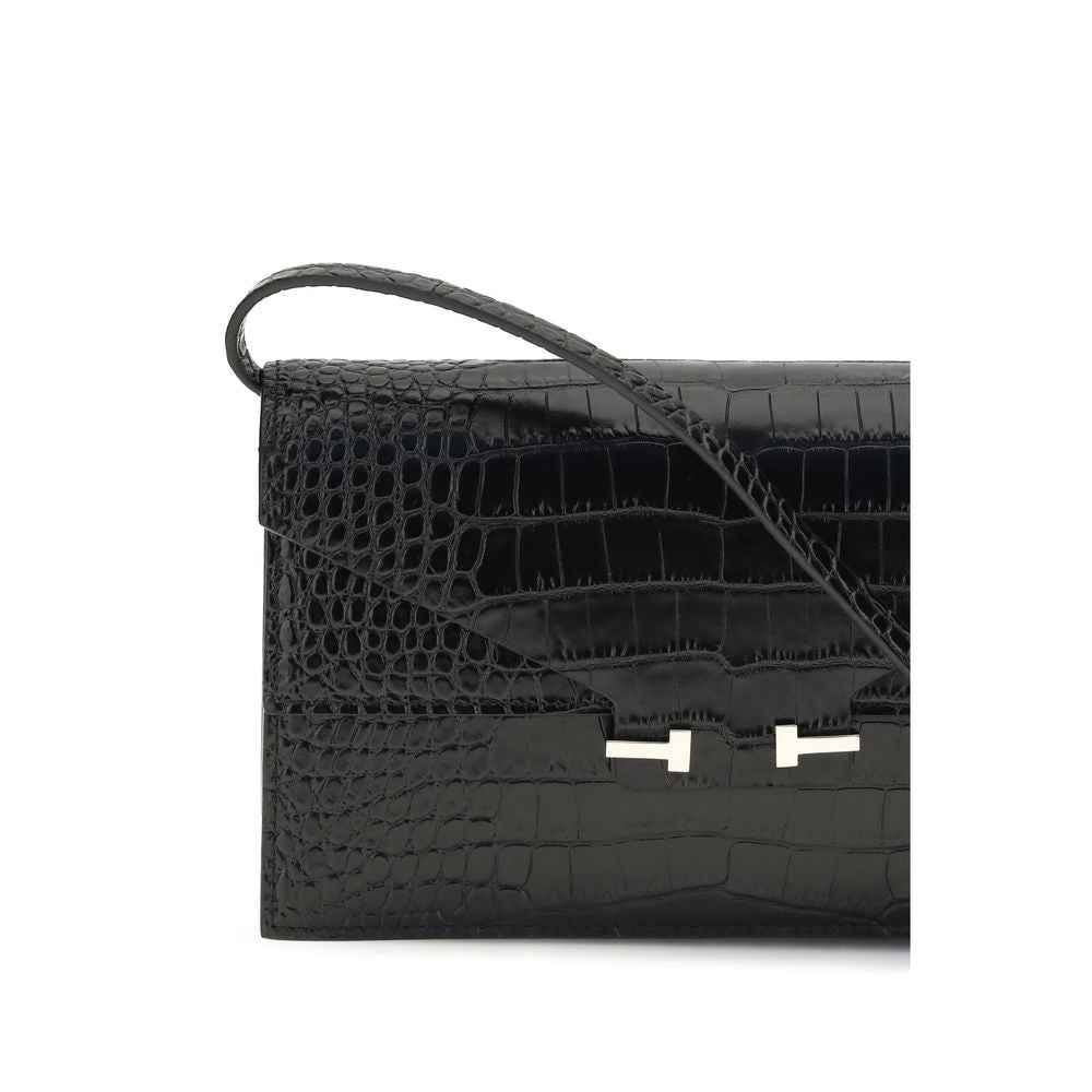 Tom Ford Black Calf Leather Bos Taurus Shoulder Bag