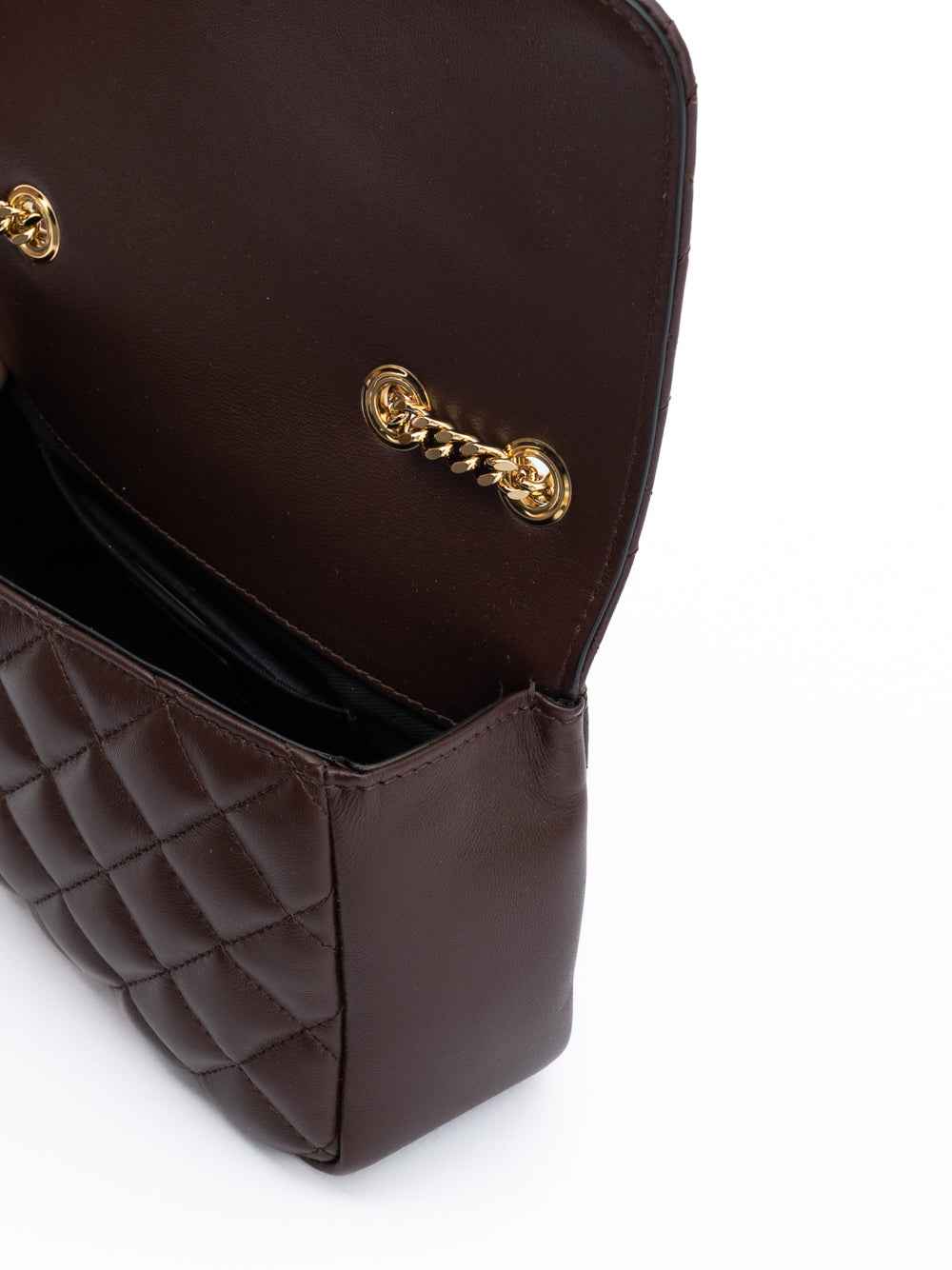 Versace Brown Quilted Leather Shoulder Strap Bag