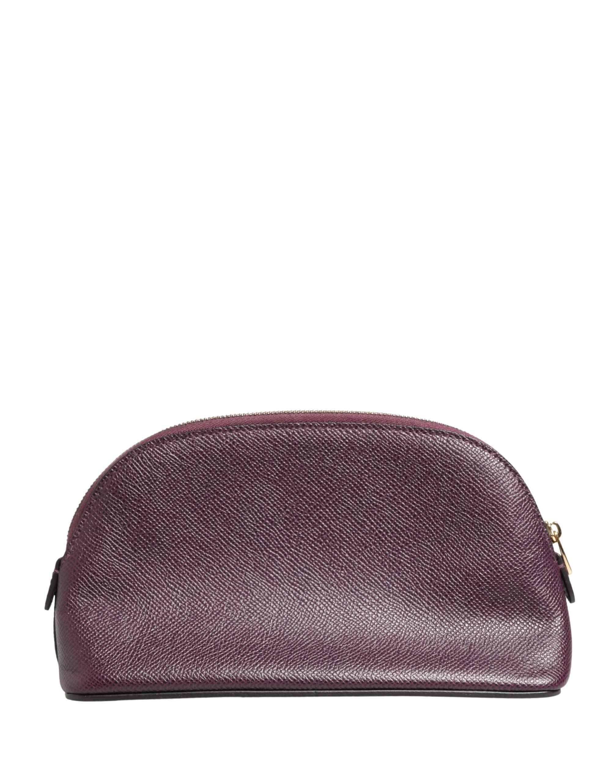 Dolce & Gabbana Dark Purple Leather DG Logo Zip Around Hand Purse Wallet