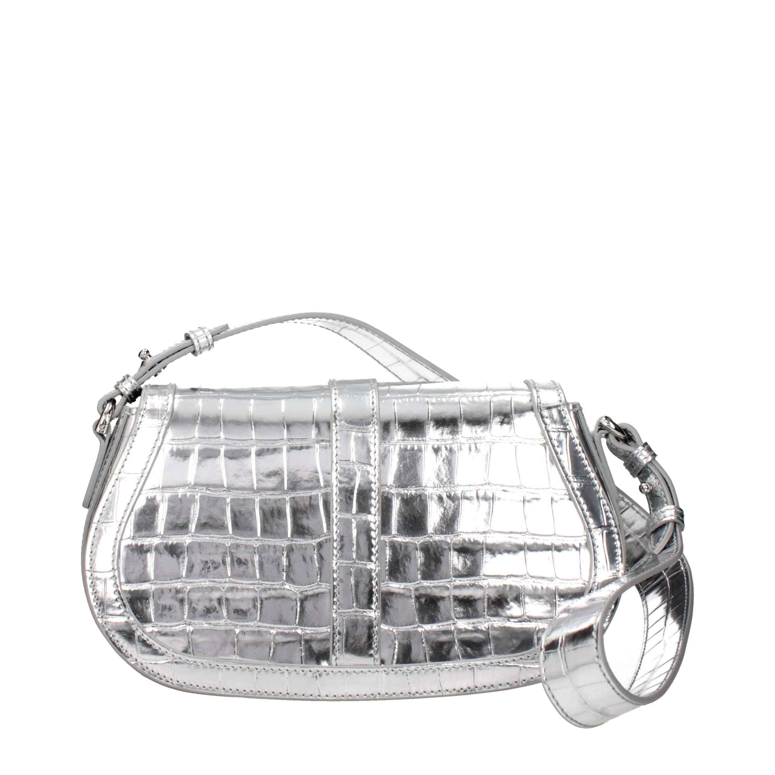 Versace Gray Leather Shoulder Bag
