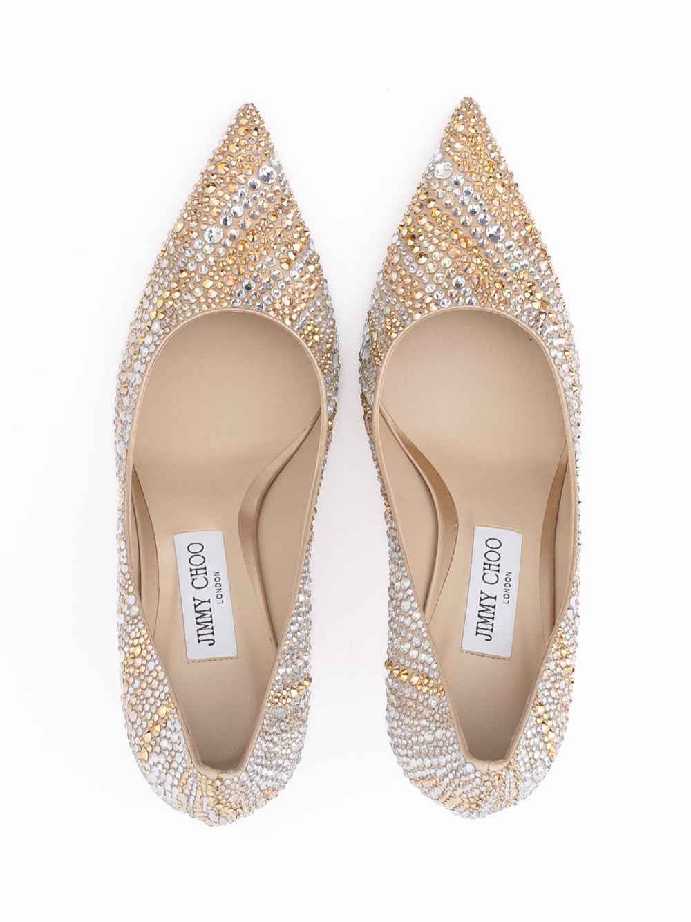Jimmy Choo Gold Mix Crystal Love 85 Pumps