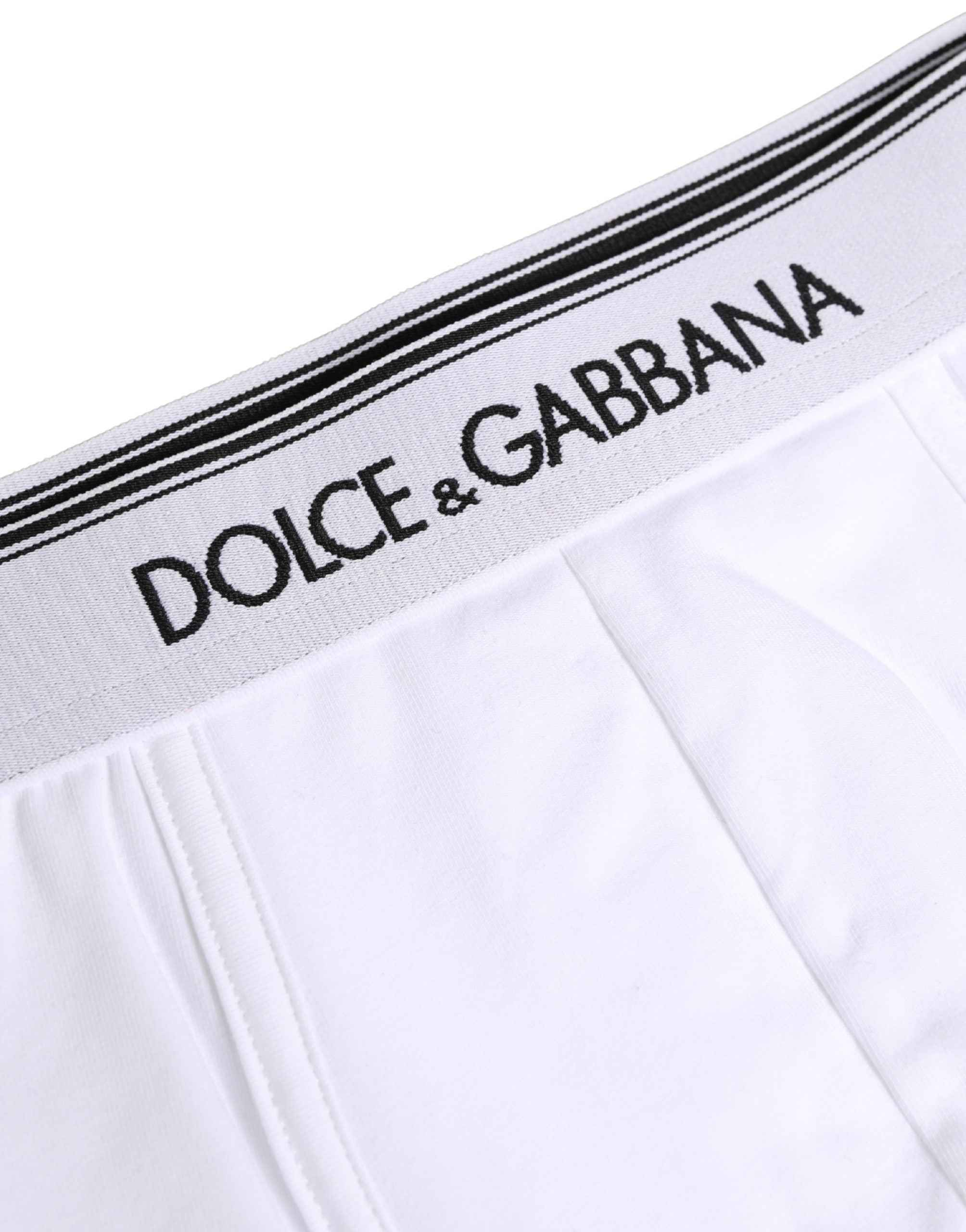 Dolce & Gabbana White Logo Waistband Cotton Boxer Underwear