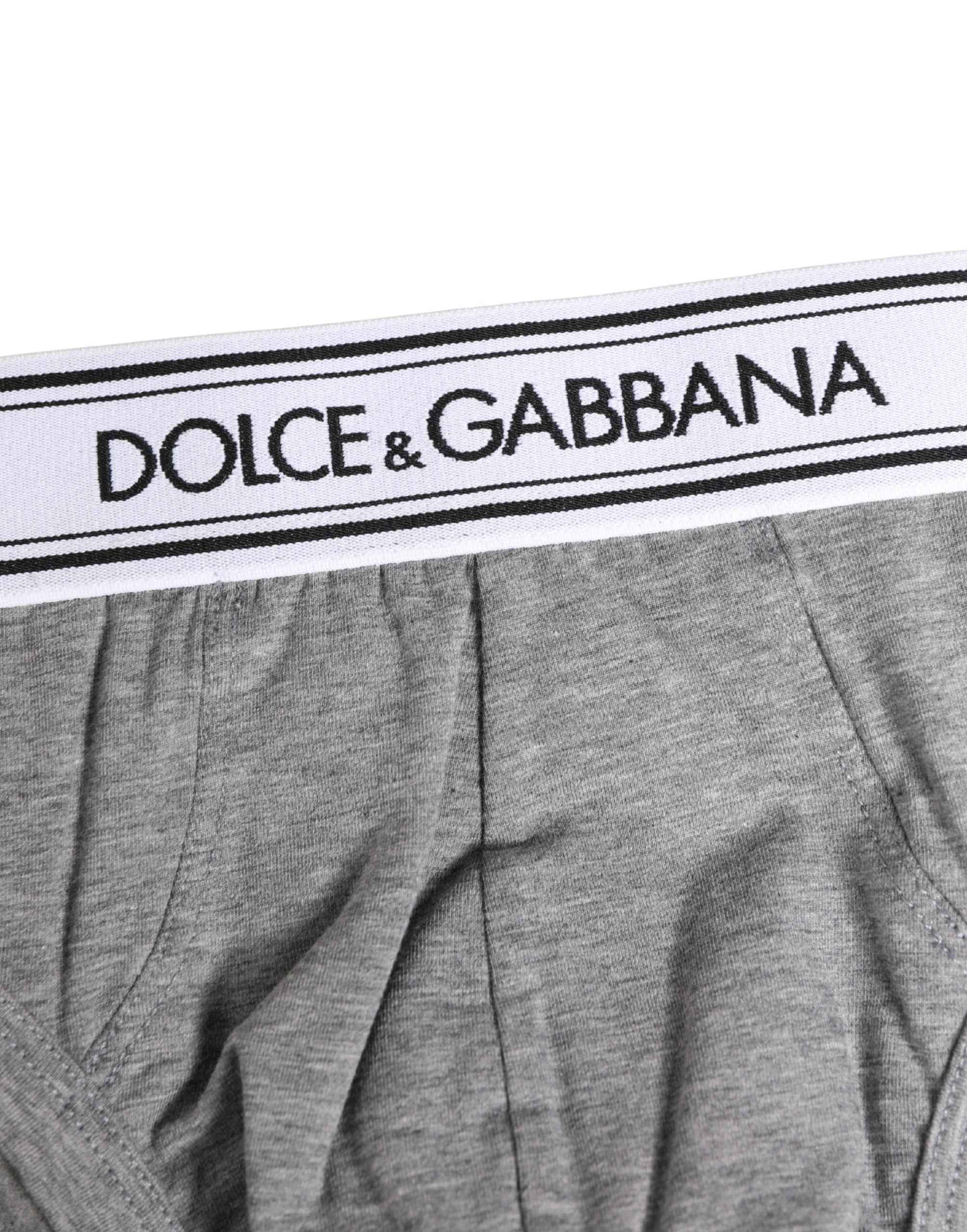 Dolce & Gabbana Gray Logo Waistband Men Midi Brief Underwear