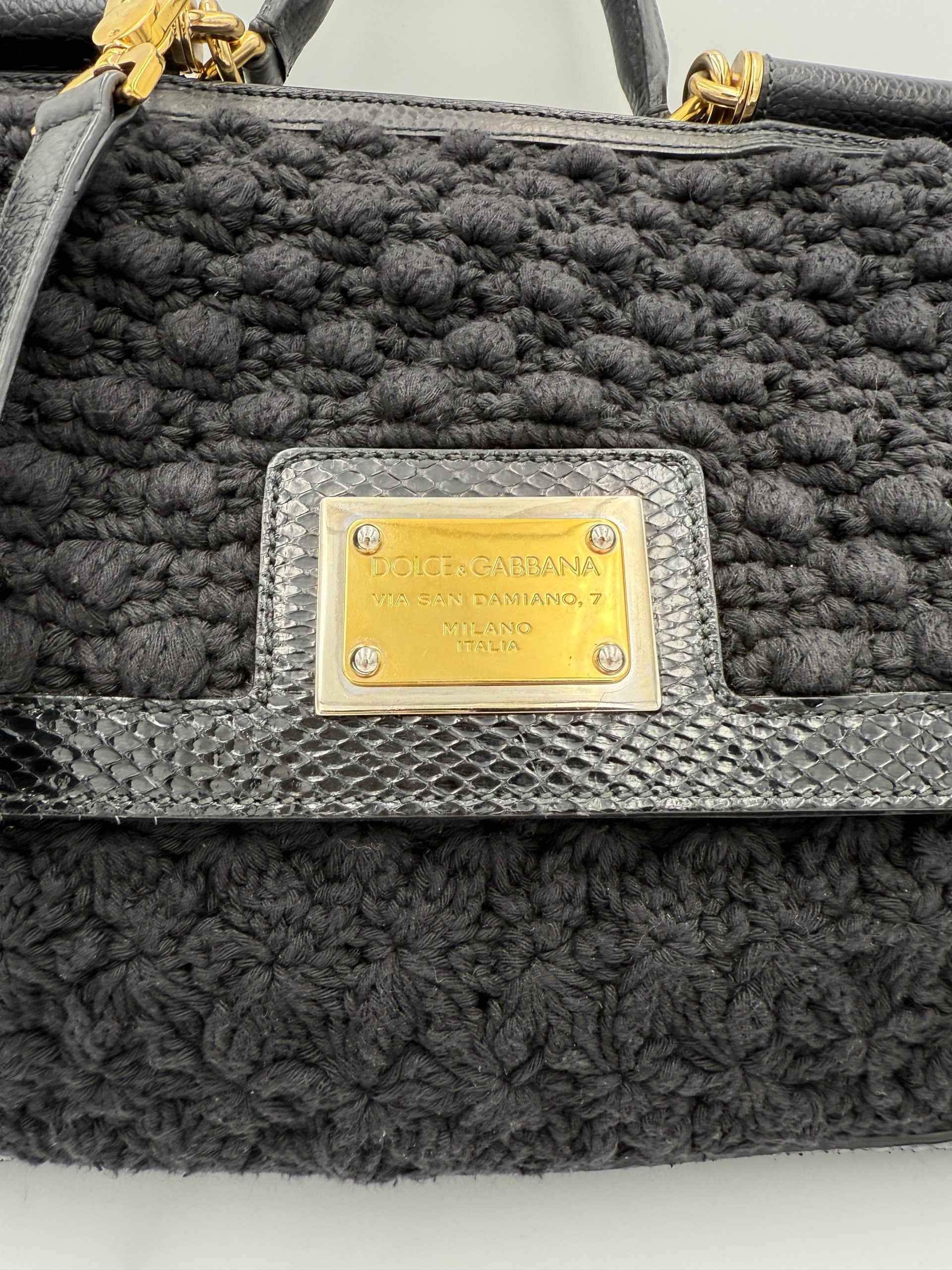 Dolce & Gabbana DOLCE & GABBANA Sicily Python and Macramé Handbag