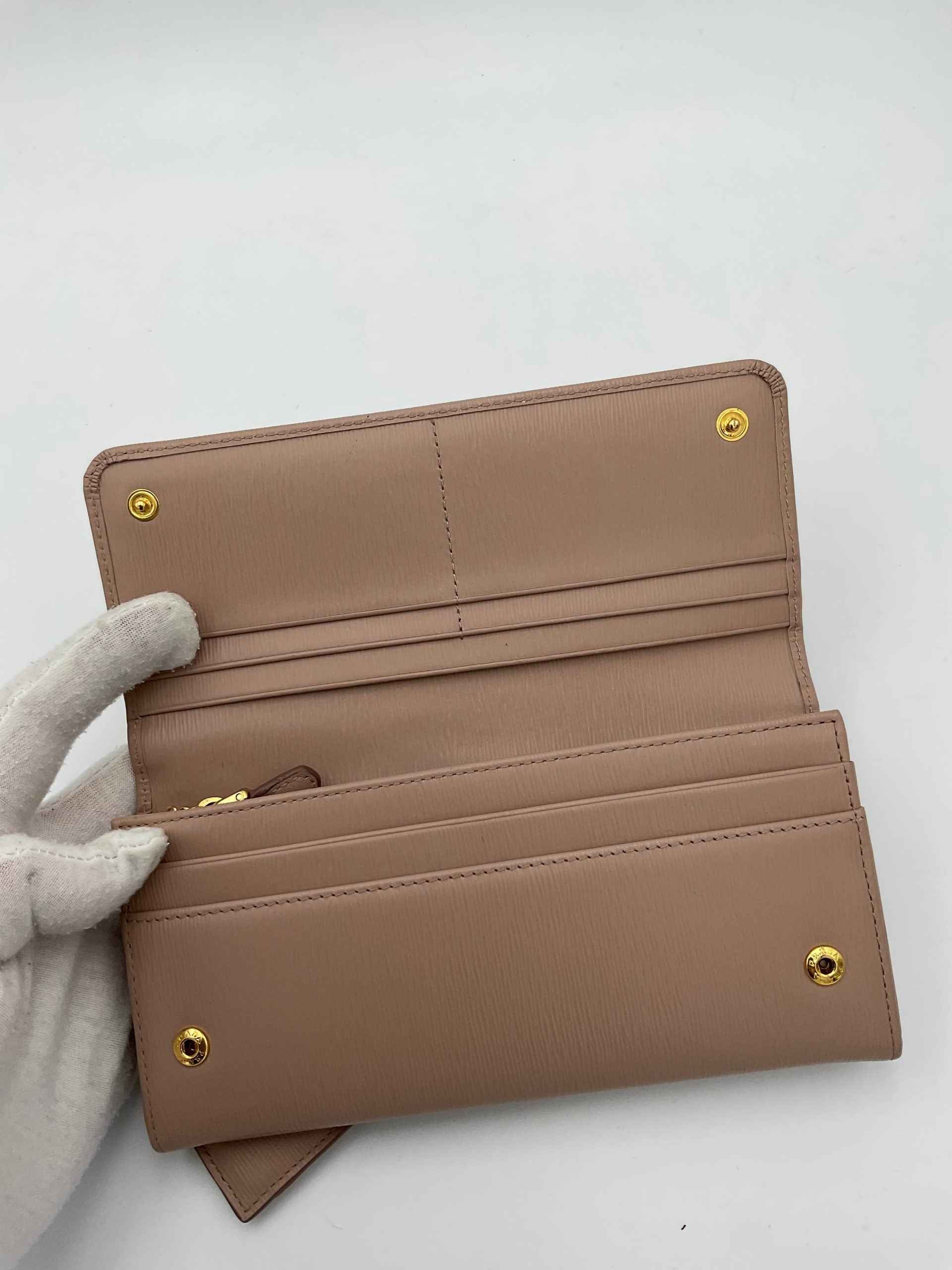 Prada PRADA Powder Saffiano with Card Holder Wallet