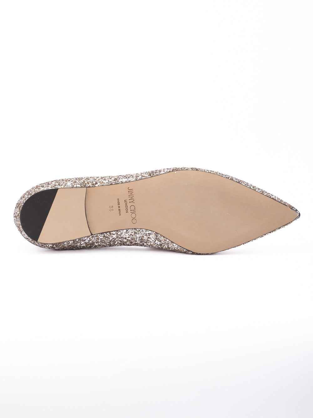 Jimmy Choo Rose Gold Glitter Fabric Alina Ballet Flat