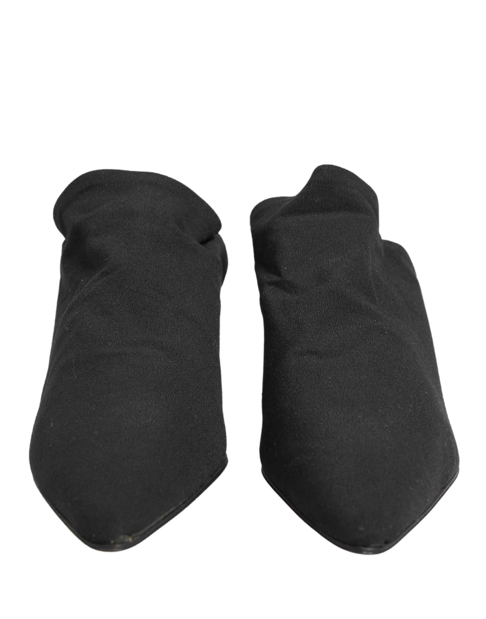 Dolce & Gabbana Black Suede Heel Mule Shoes