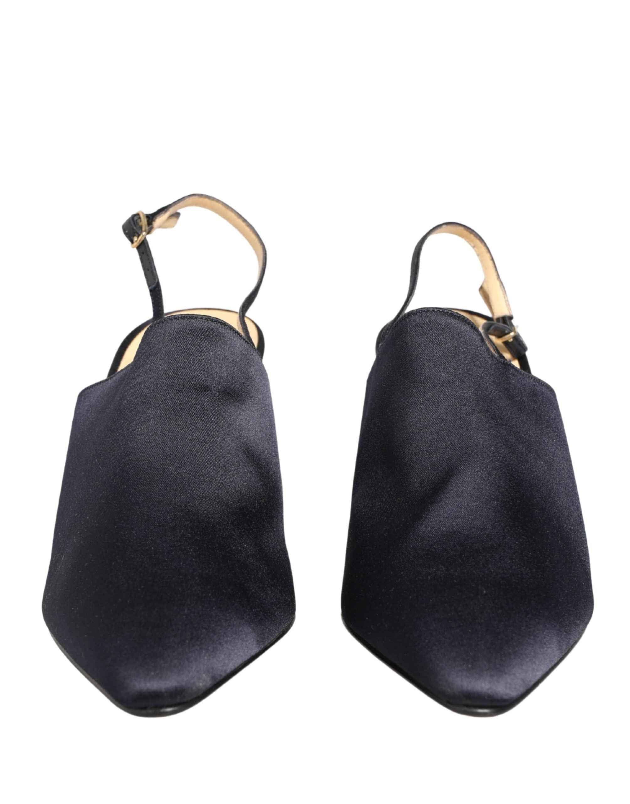 Dolce & Gabbana Black Suede Heels Slingbacks Shoes