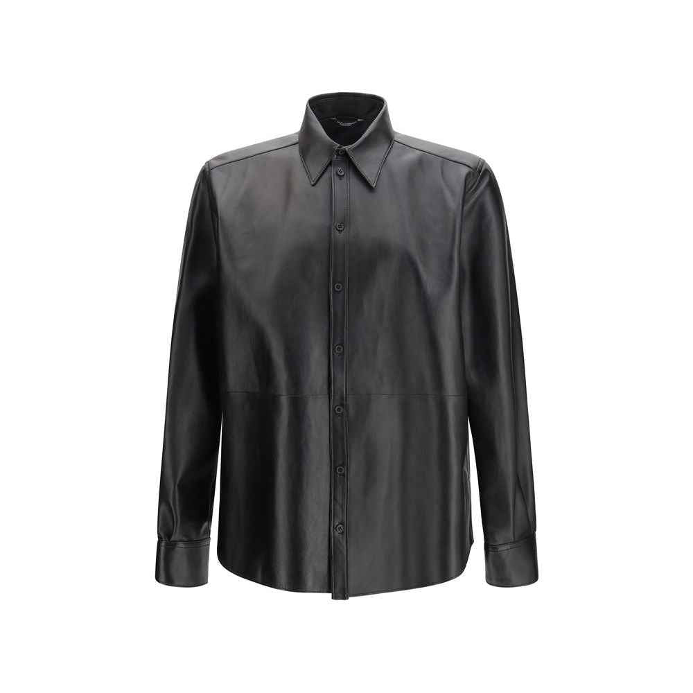 Dolce & Gabbana Black Leather Dress Shirt