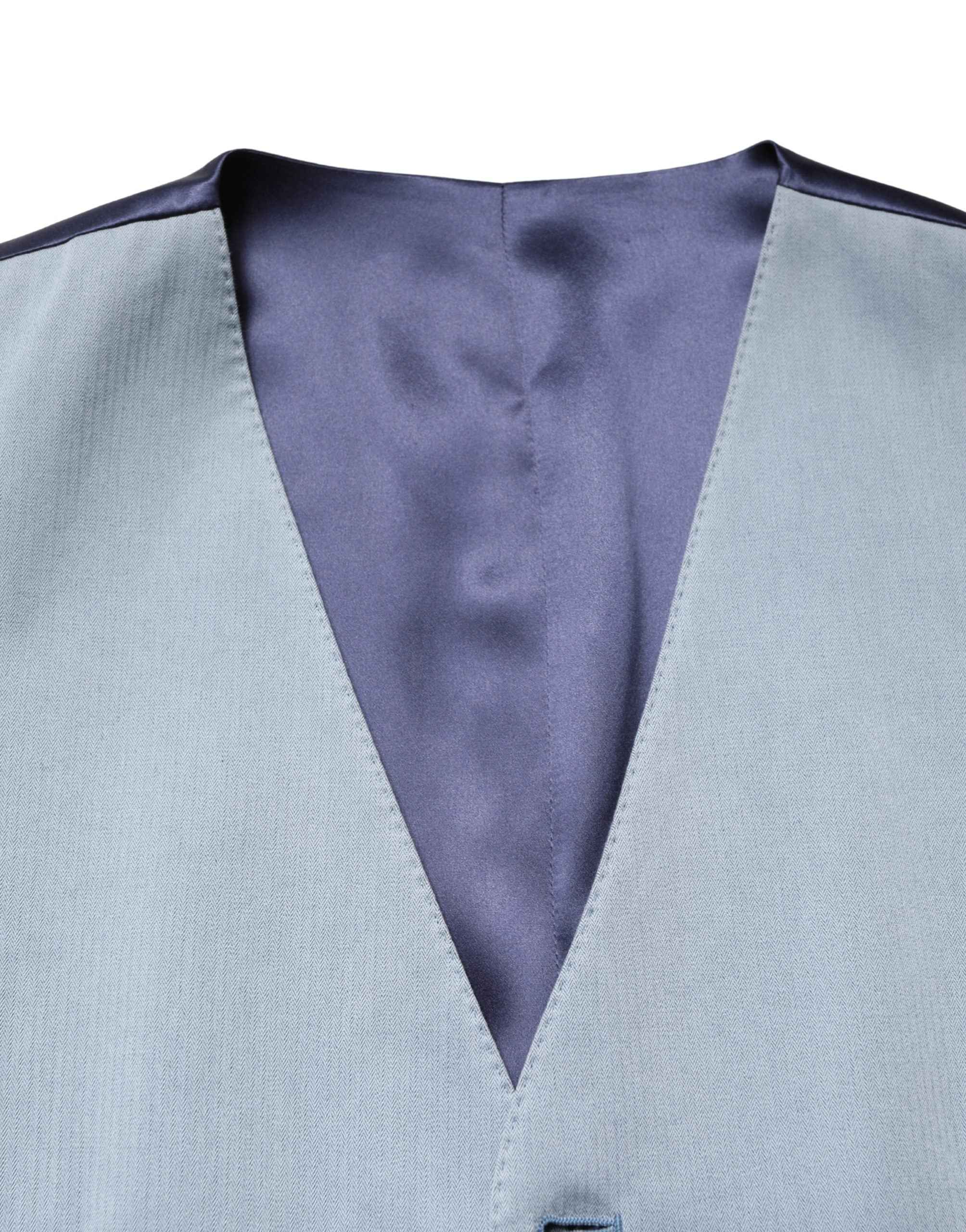 Dolce & Gabbana Gray Wool Single Breasted Men Waistcoat Vest