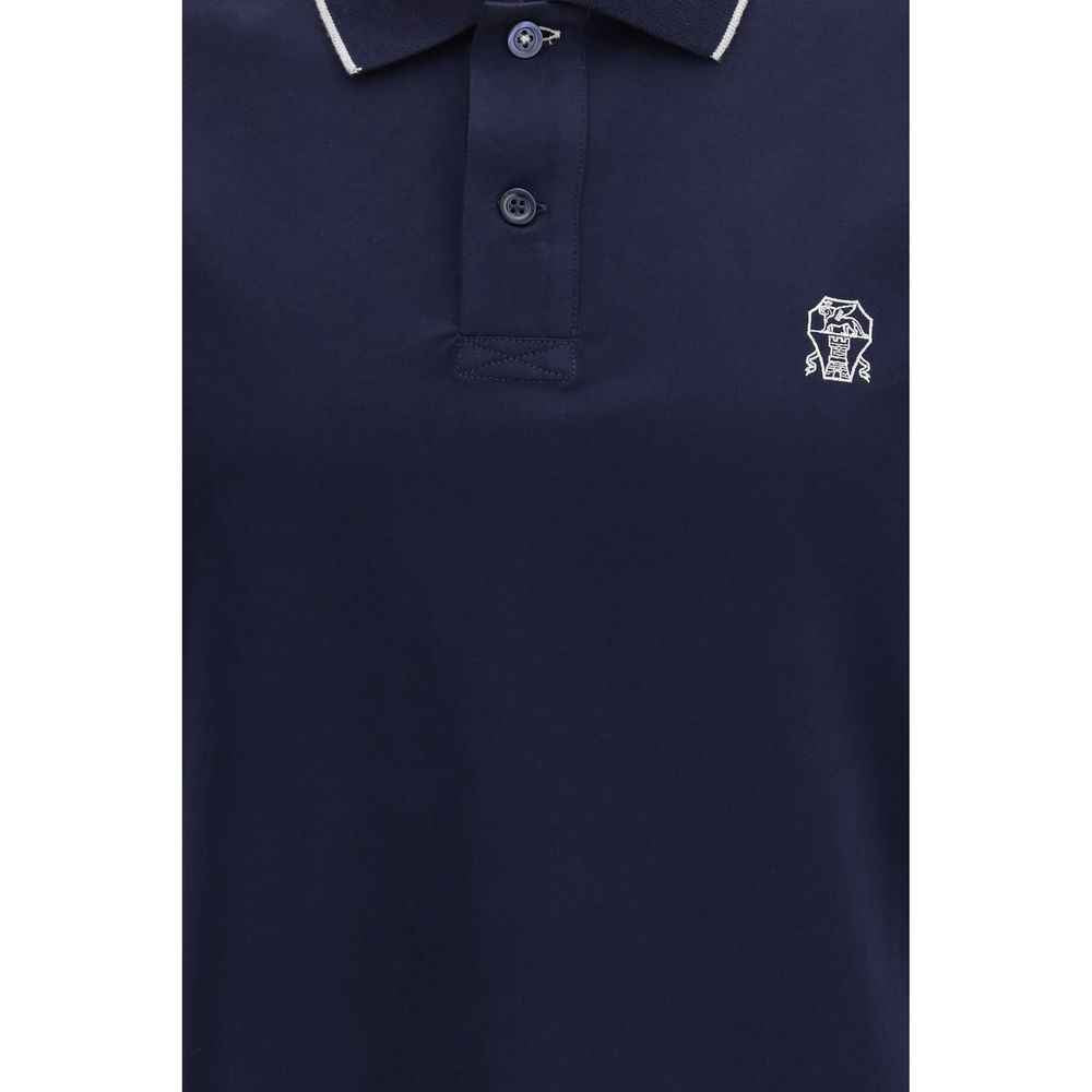 Brunello Cucinelli Blue Cotton Polo Shirt