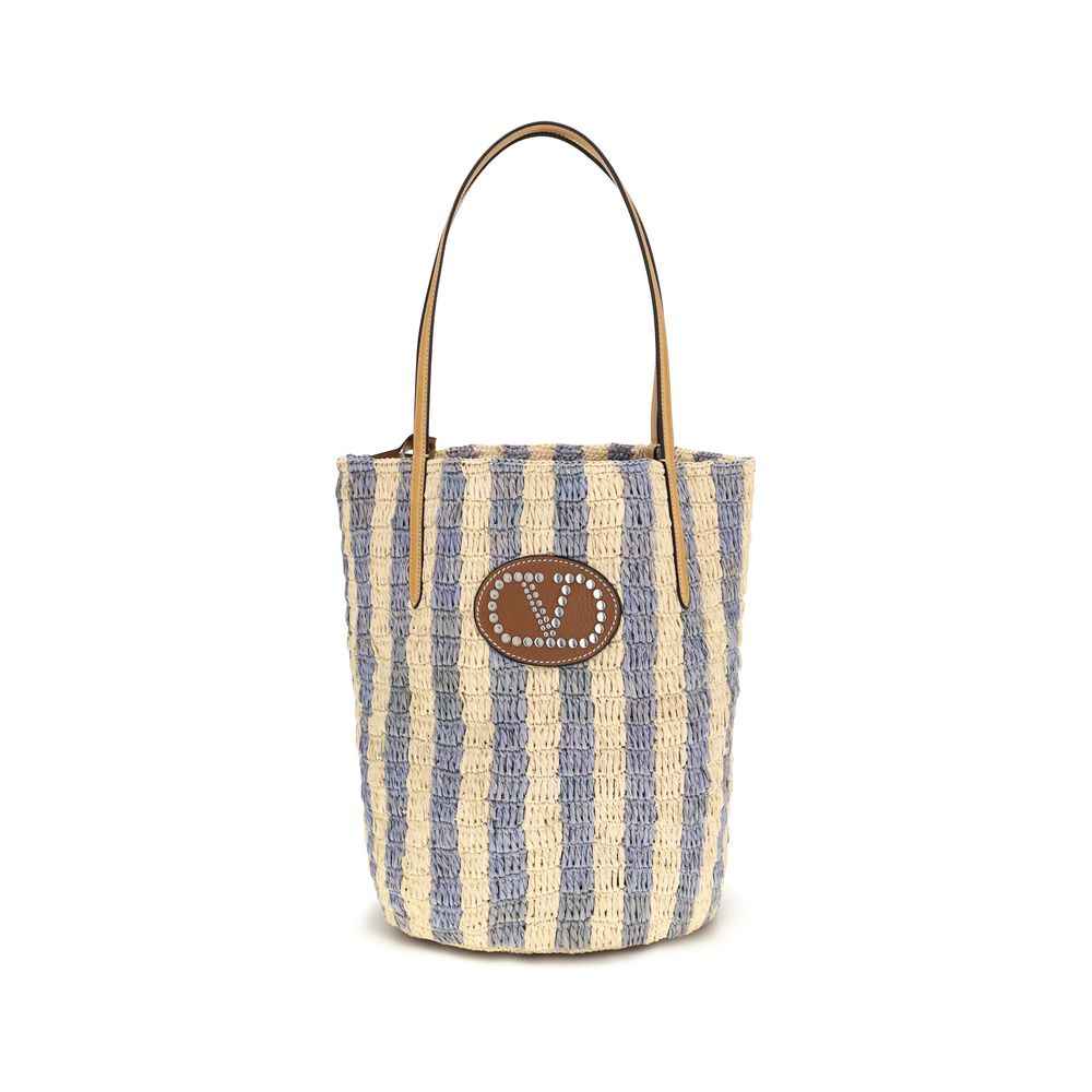 Valentino Garavani Blue Raffia Backet Bag