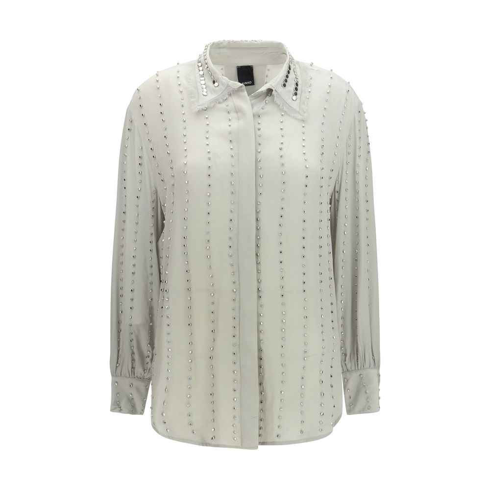 PINKO Gray Viscose Pattern Shirt