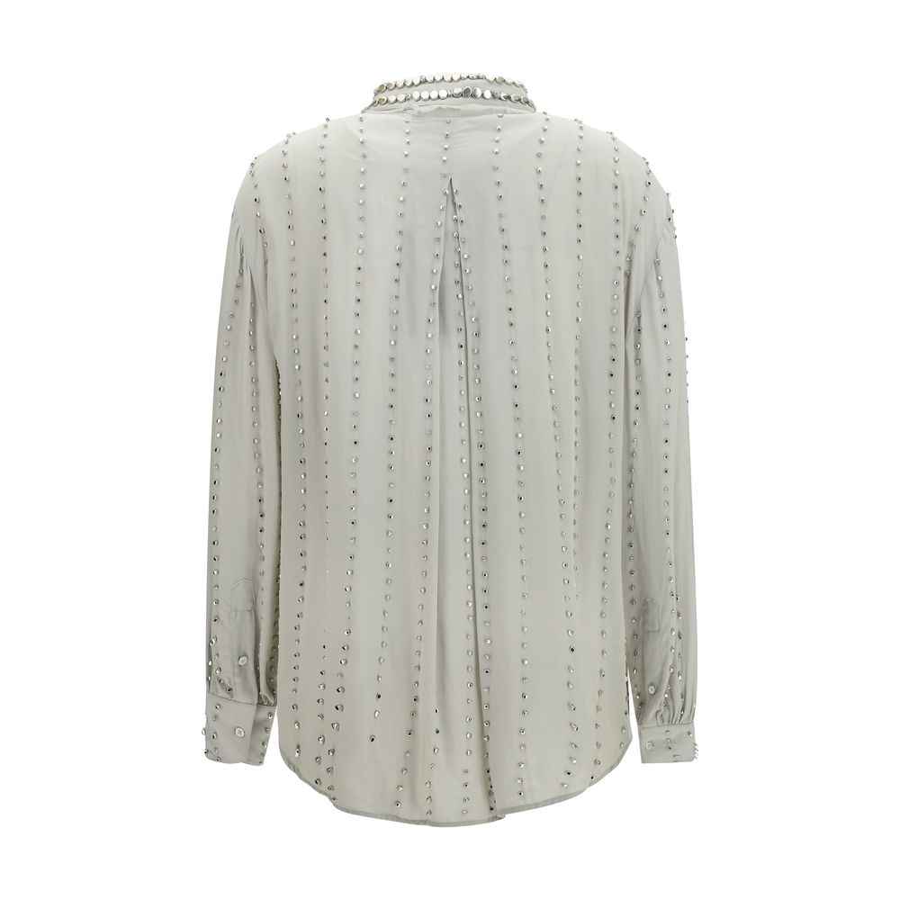 PINKO Gray Viscose Pattern Shirt