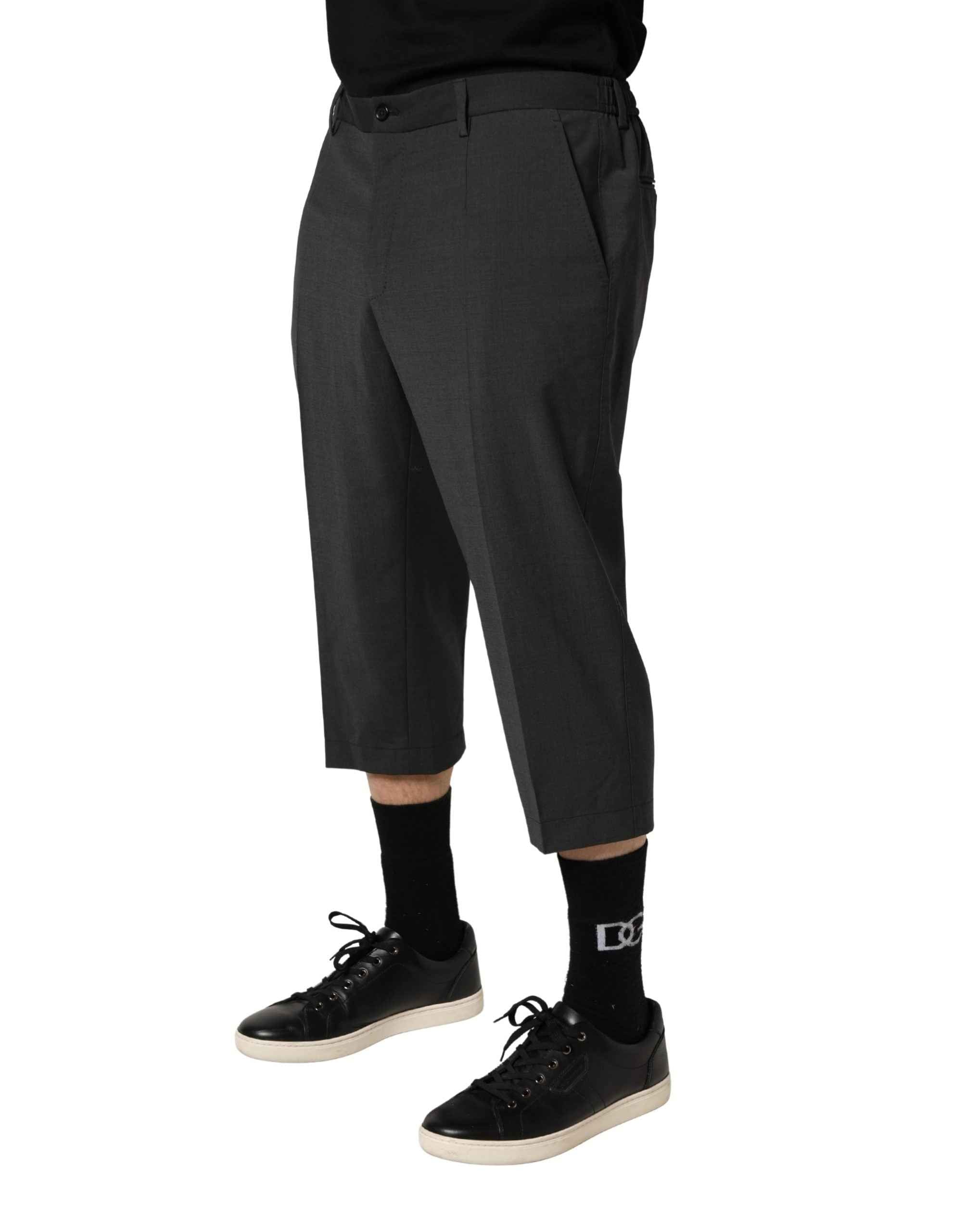 Dolce & Gabbana Dark Gray Wool Cropped Chino Trouser Pants