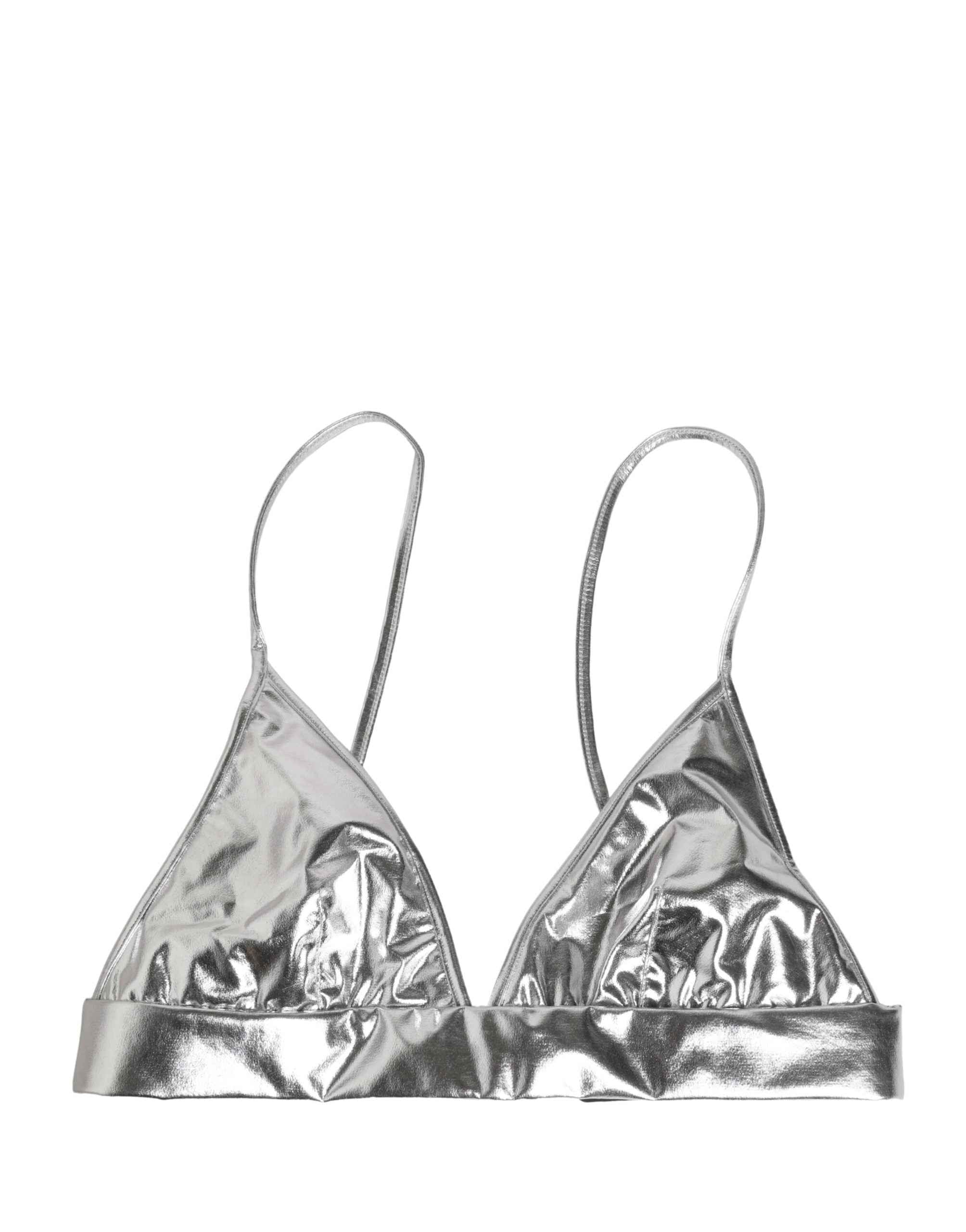 Dolce & Gabbana Metallic Silver Sleeveless Bustier Cropped Top