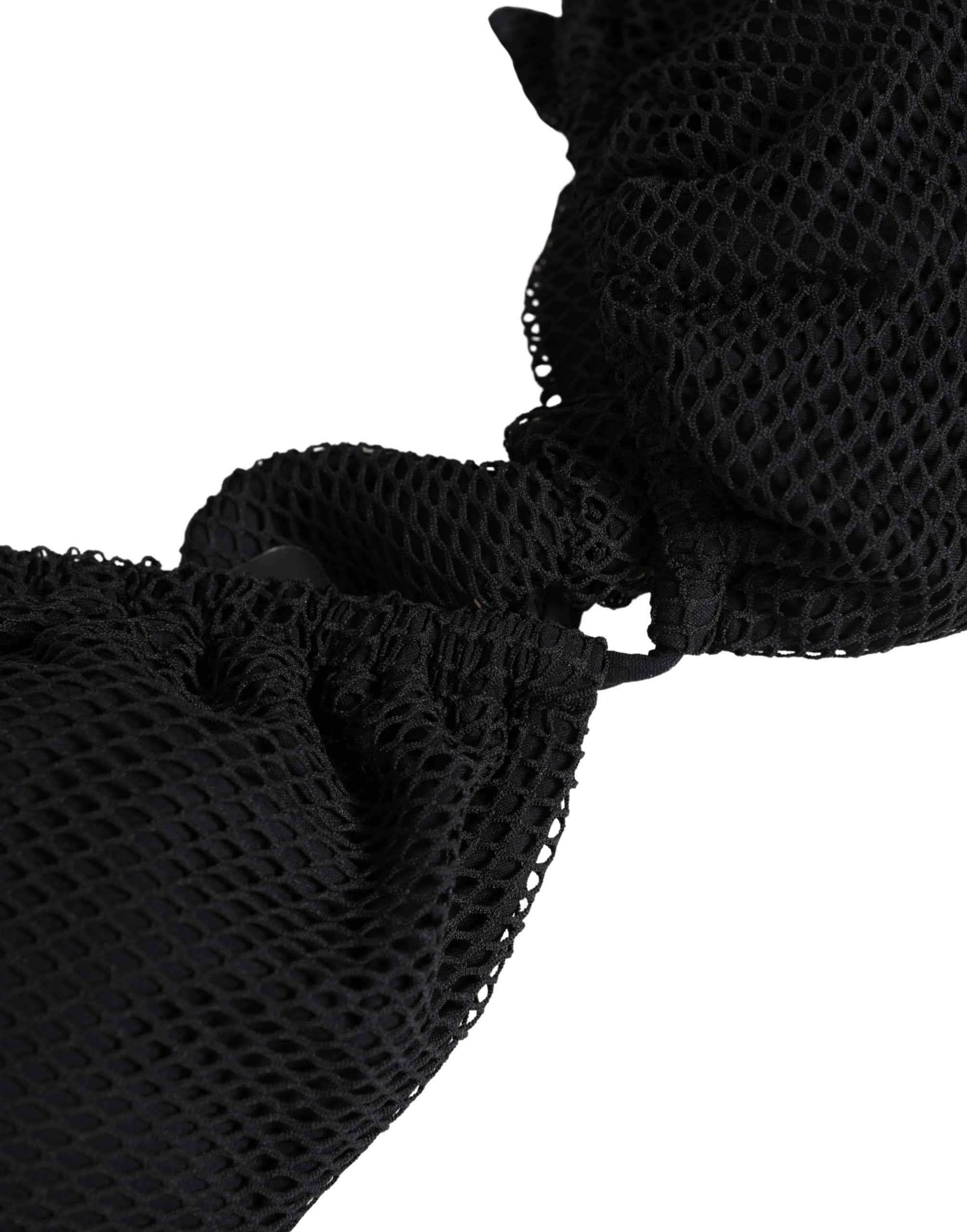 Dolce & Gabbana Black Padded Triangle Halter Bikini Top Swimwear