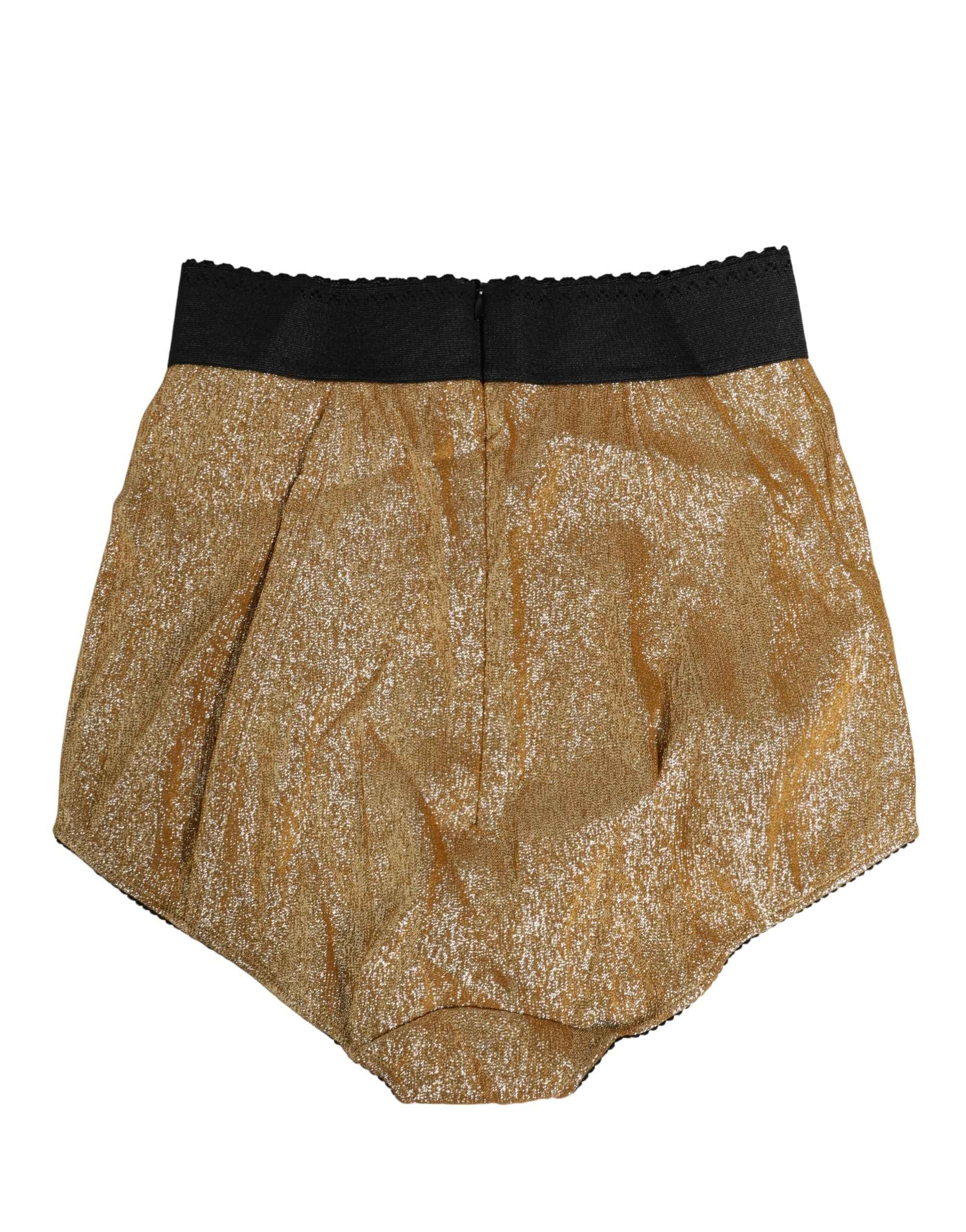 Dolce & Gabbana Gold Silk Blend High Waist Girdle Panty Underwear