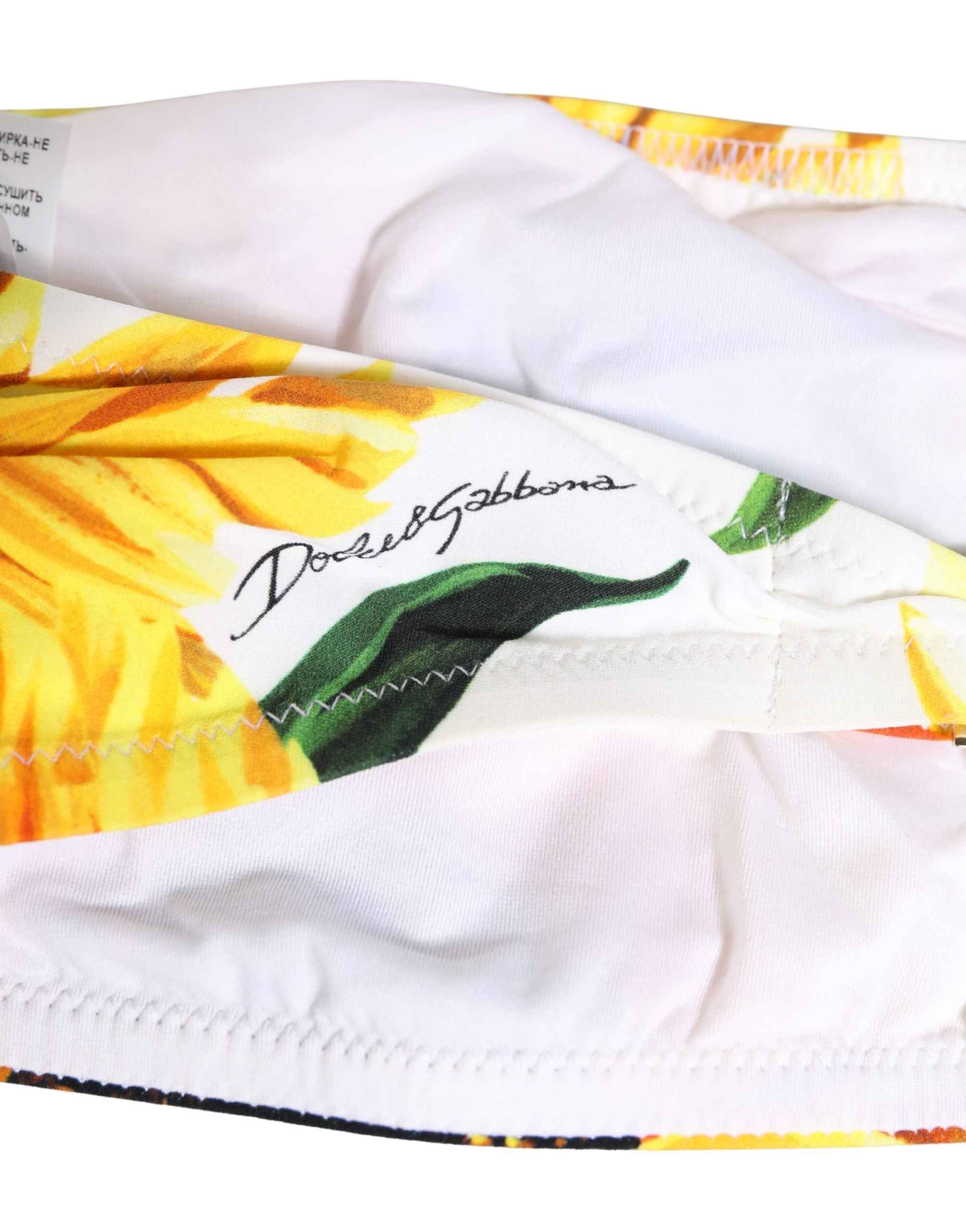 Dolce & Gabbana Multicolor Sunflower Print Bandeau Top Swimwear