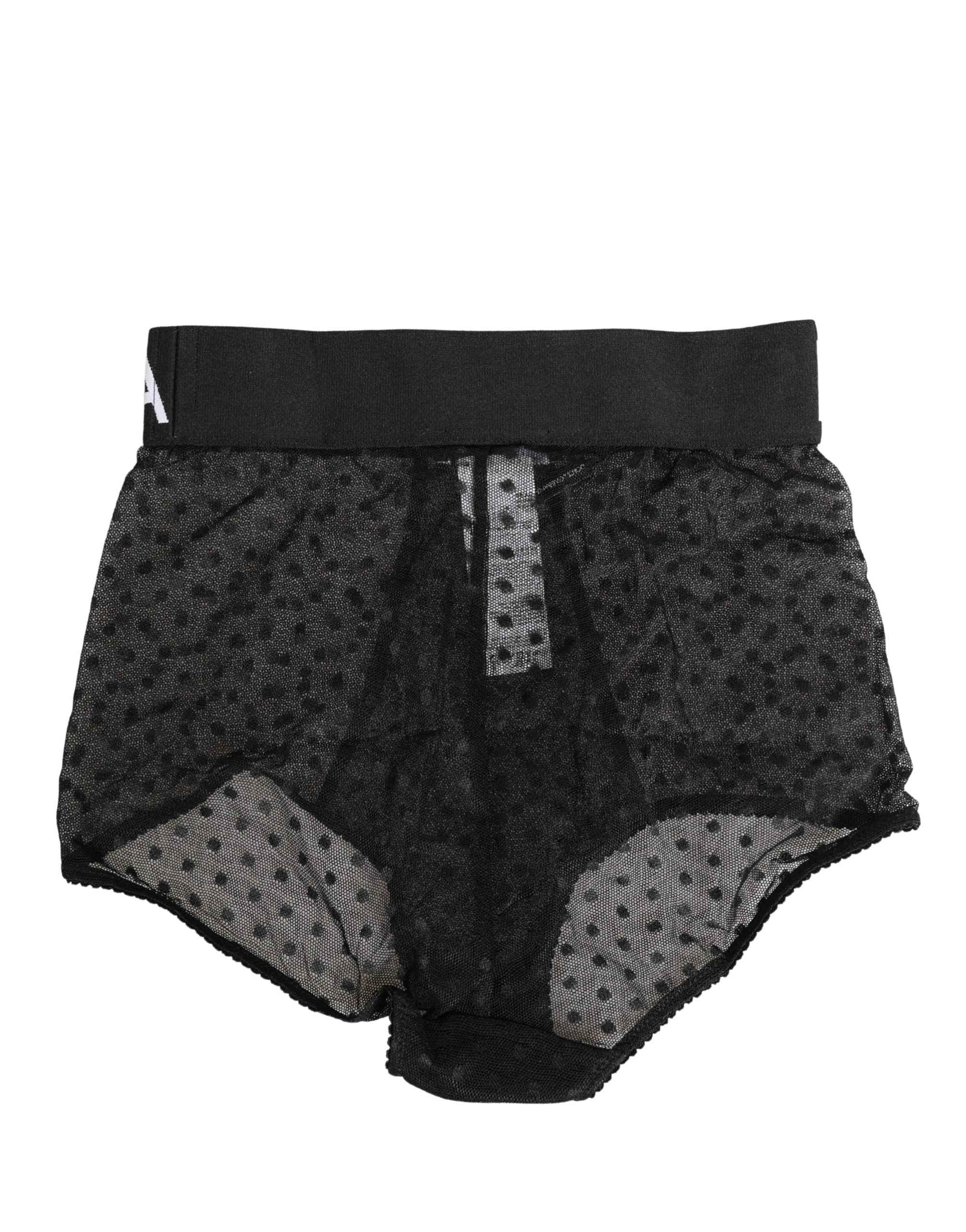 Dolce & Gabbana Black Logo Girdle High Waist Panty Underwear