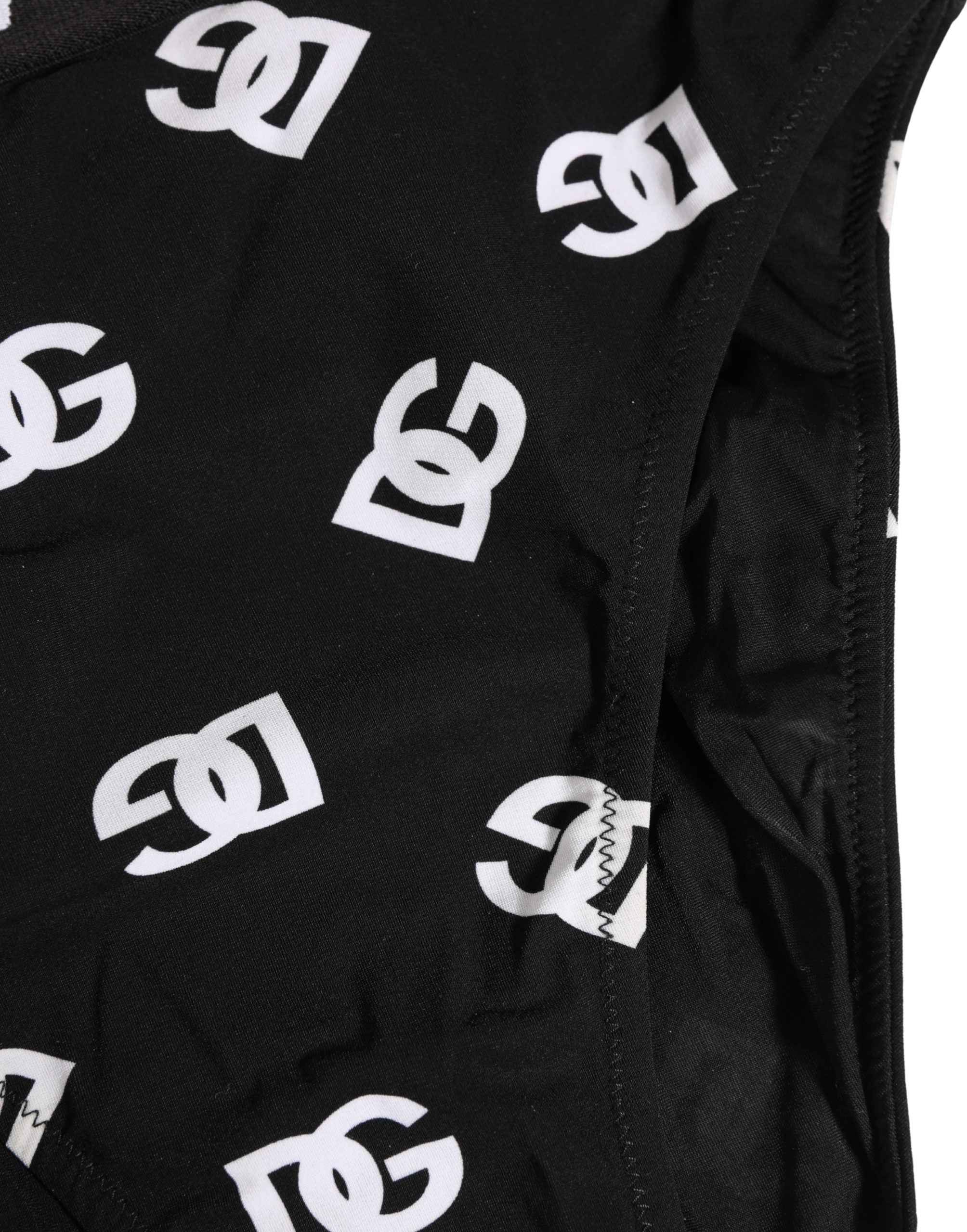 Dolce & Gabbana White Black Logo Waistband Midi Brief Underwear