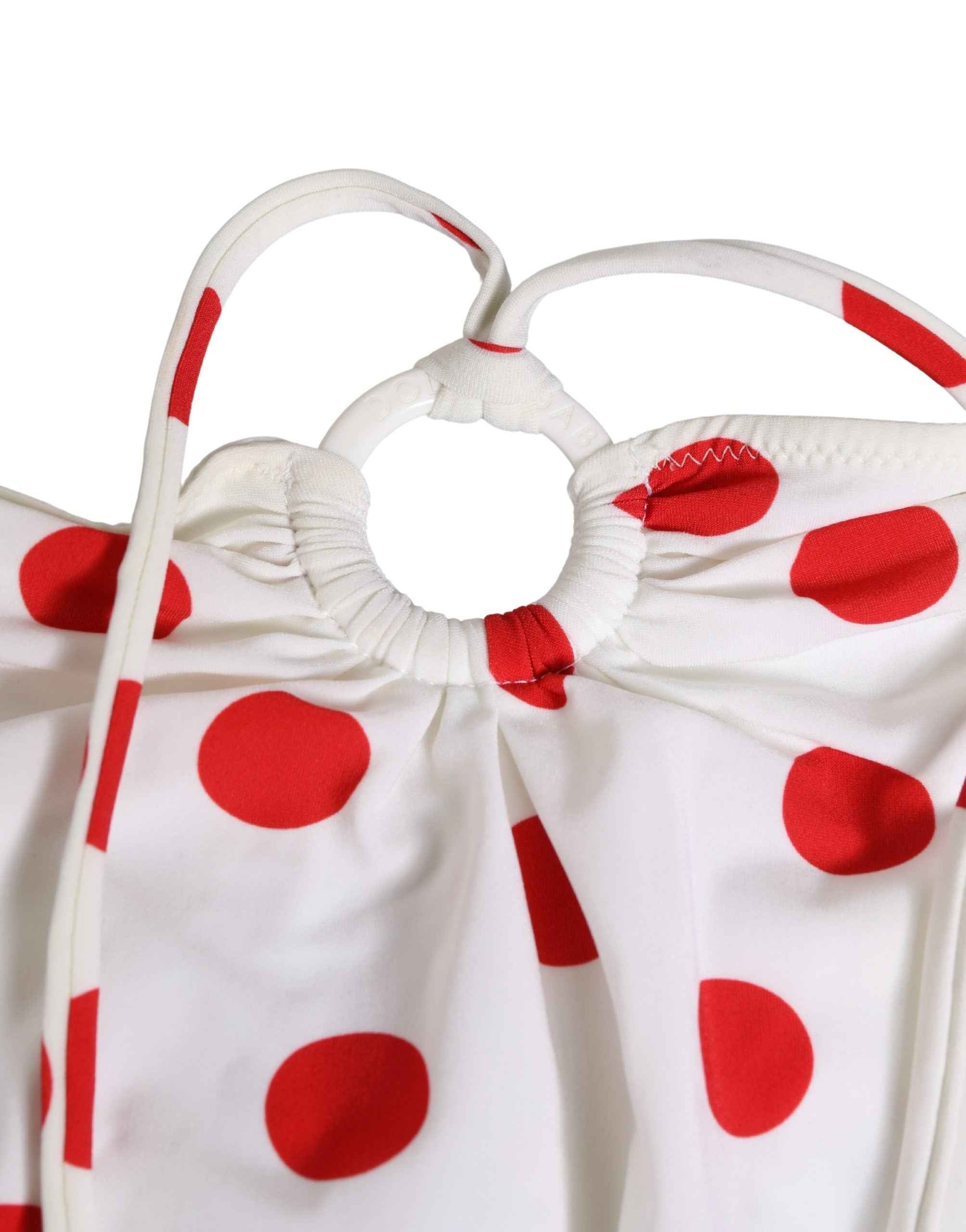 Dolce & Gabbana White Polka Dot One-Piece Swimsuit Swimwear