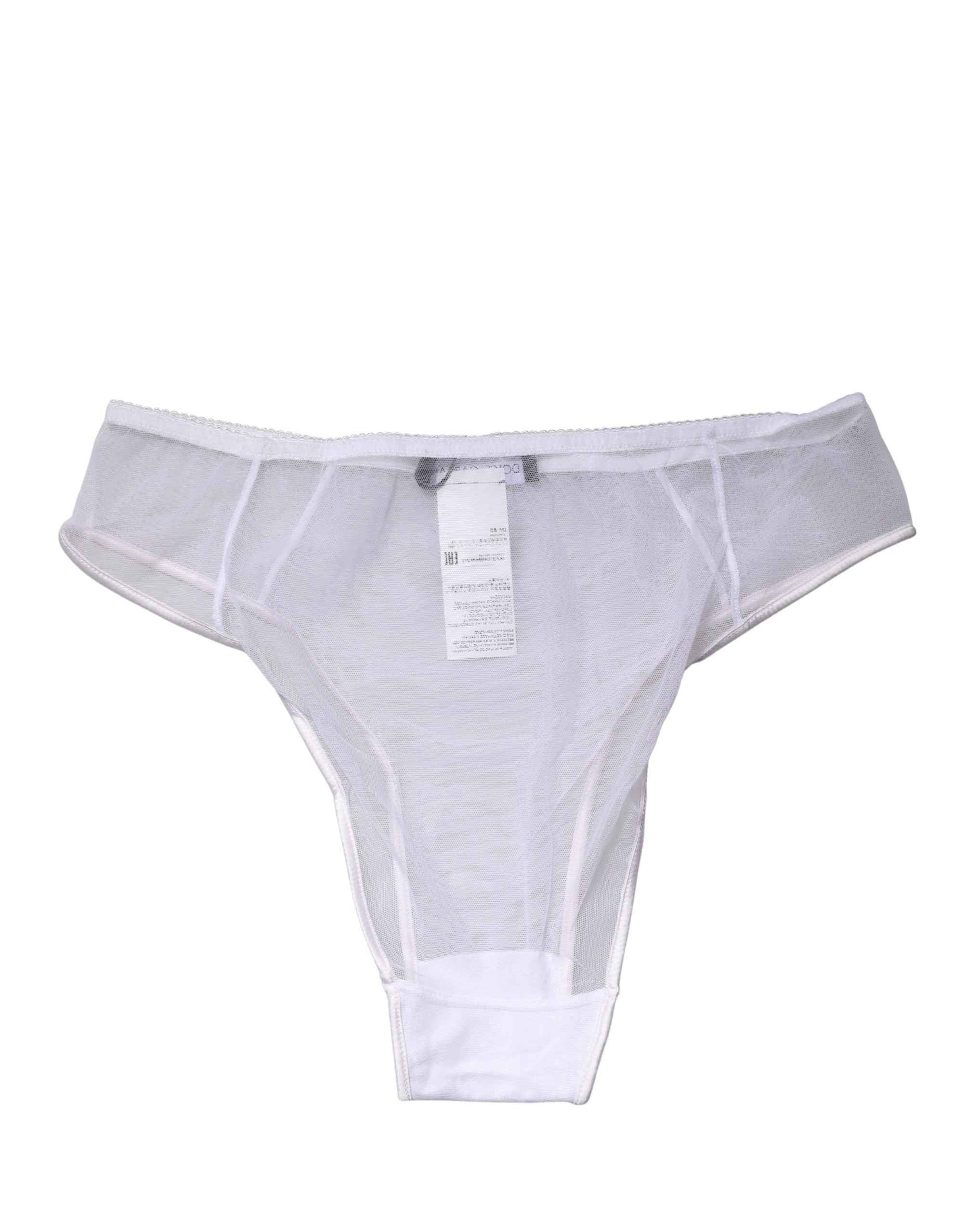 Dolce & Gabbana White Sheer Silk Stretch High Brief Underwear