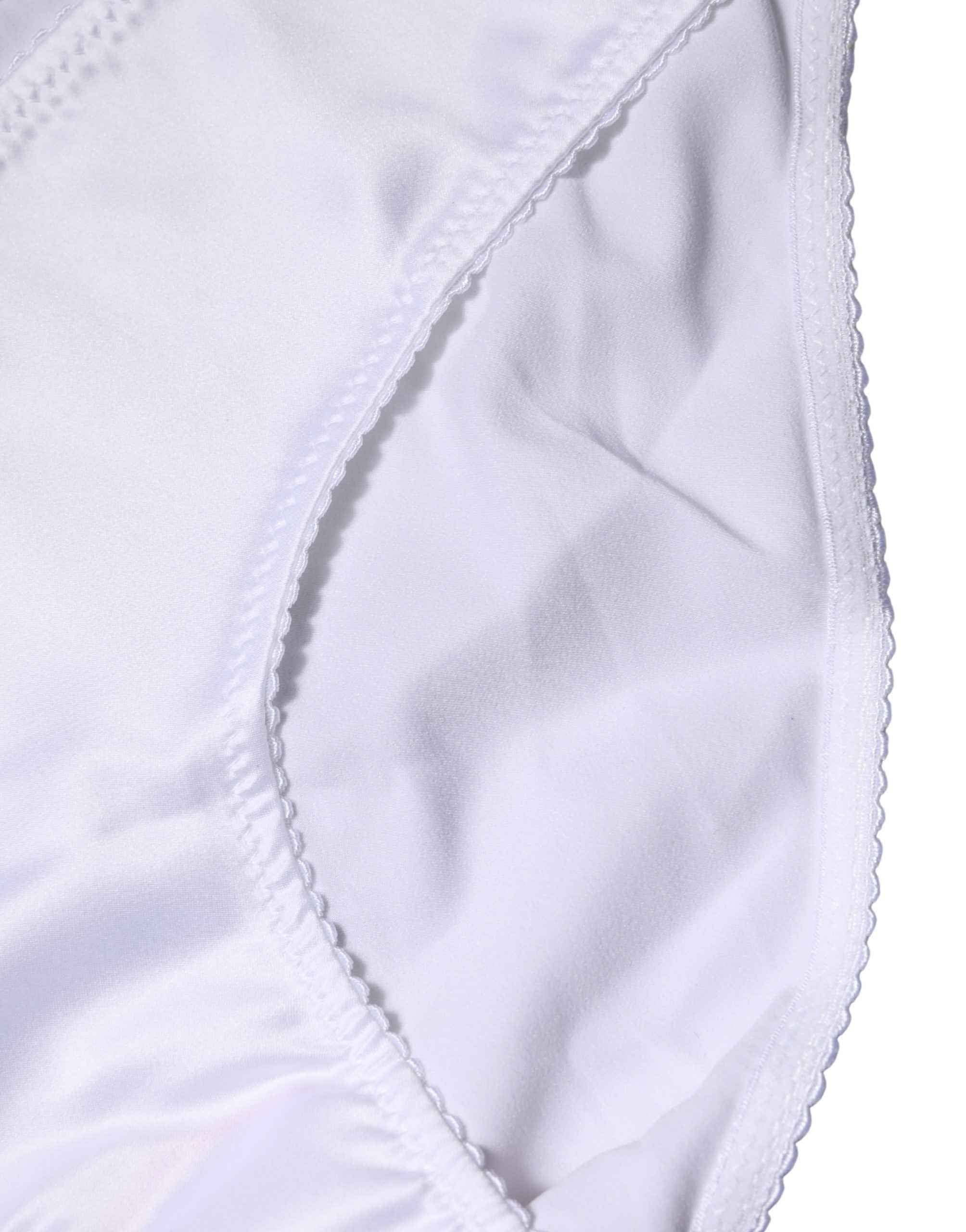 Dolce & Gabbana White Silk Stretch Mid Waist Brief Panty Underwear