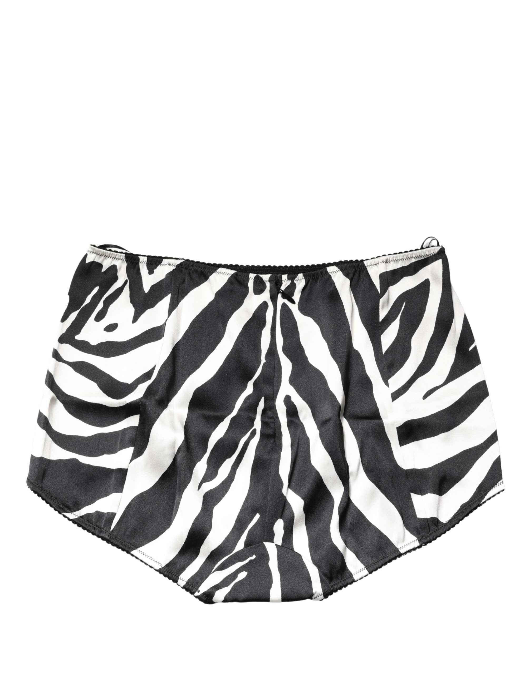 Dolce & Gabbana Black White Zebra High Waist Girdle Panty Underwear