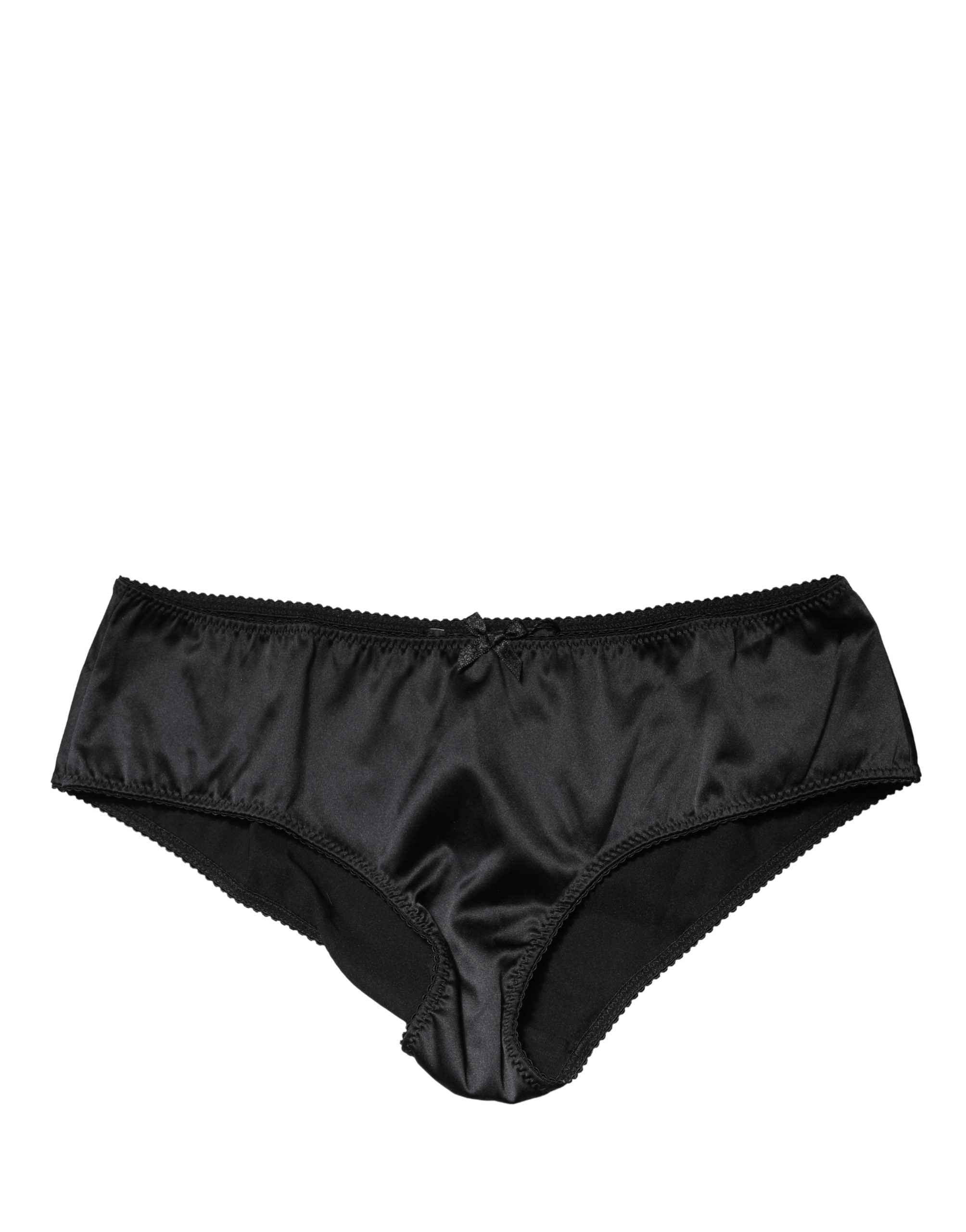 Dolce & Gabbana Black Silk Stretch Mid Waist Brief Panty Underwear