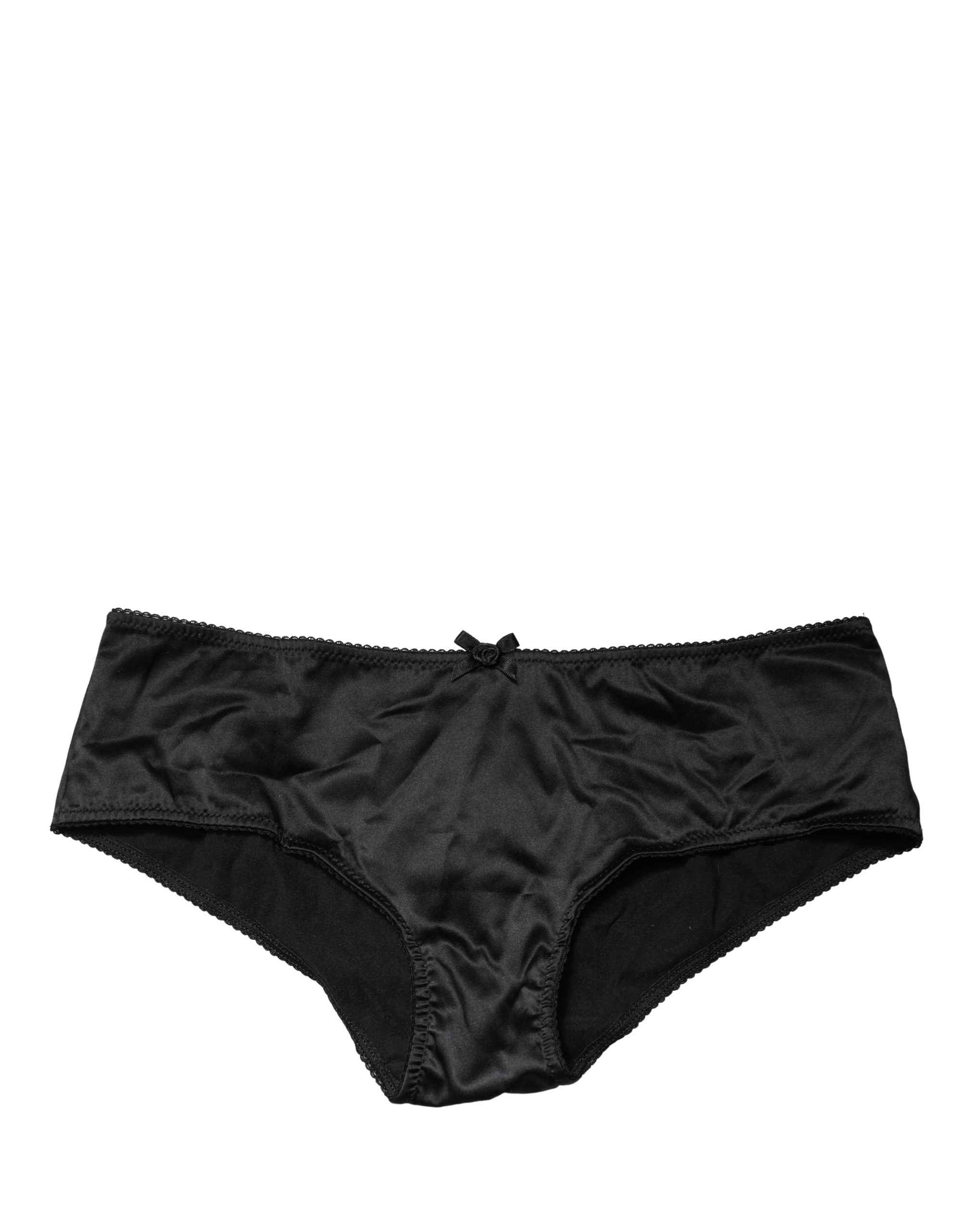 Dolce & Gabbana Black Silk Stretch Mid Waist Brief Panty Underwear