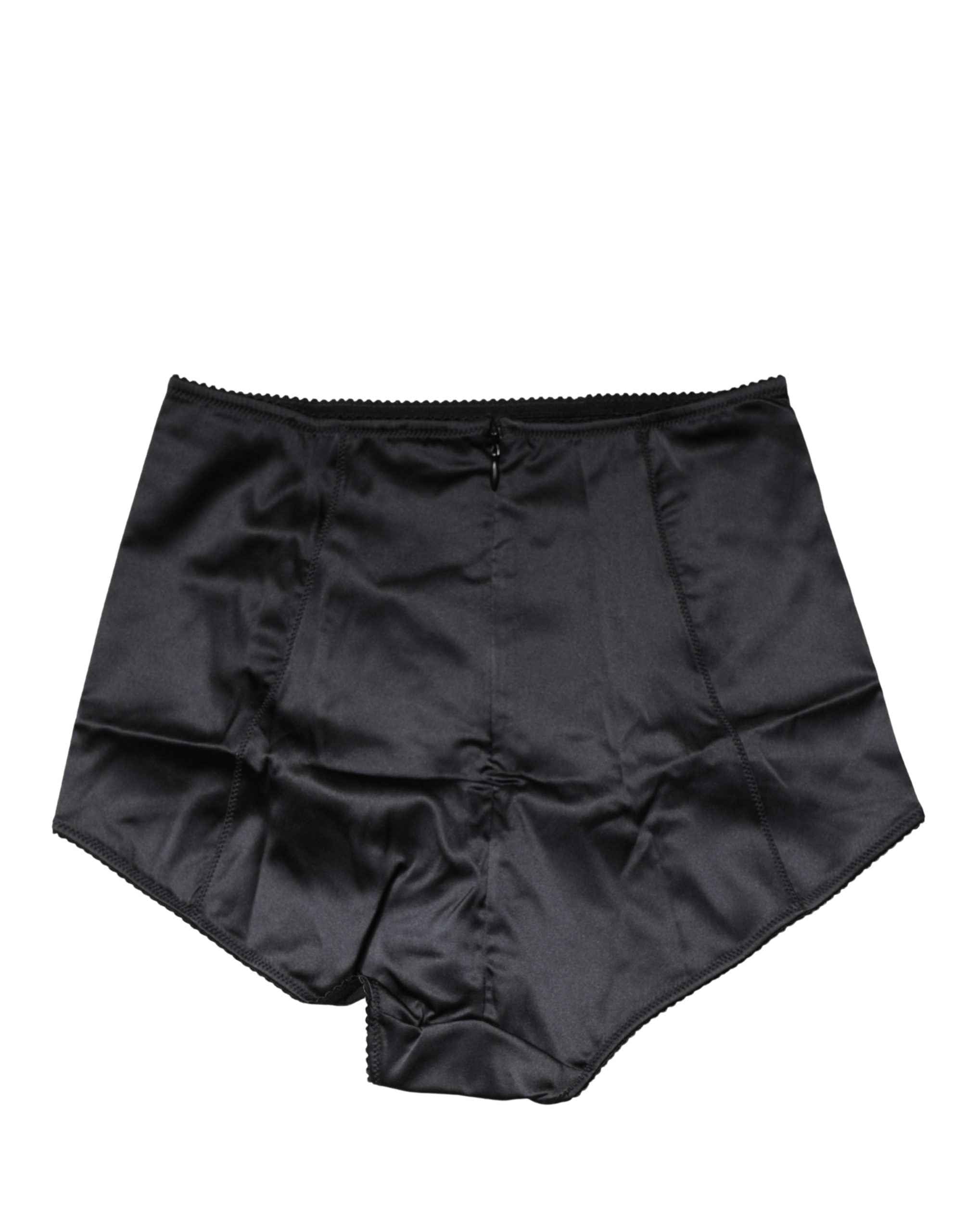 Dolce & Gabbana Black Silk Blend High Waist Girdle Panty Underwear