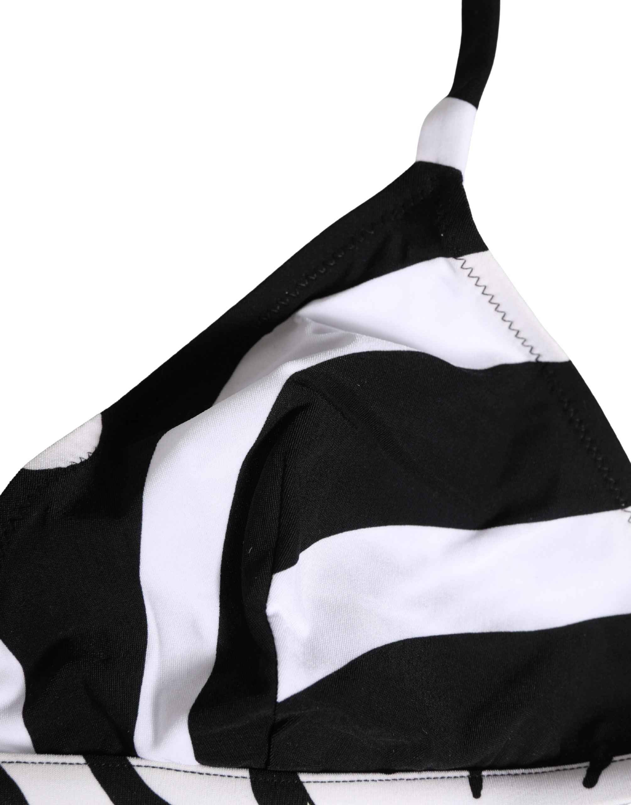 Dolce & Gabbana Black White Zebra Bikini Top Bottom Swimwear